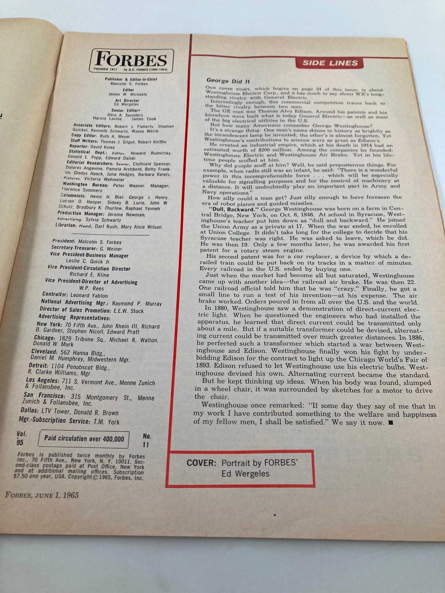 VTG Forbes Magazine June 1 1965 Burnham of Westinghouse Electric