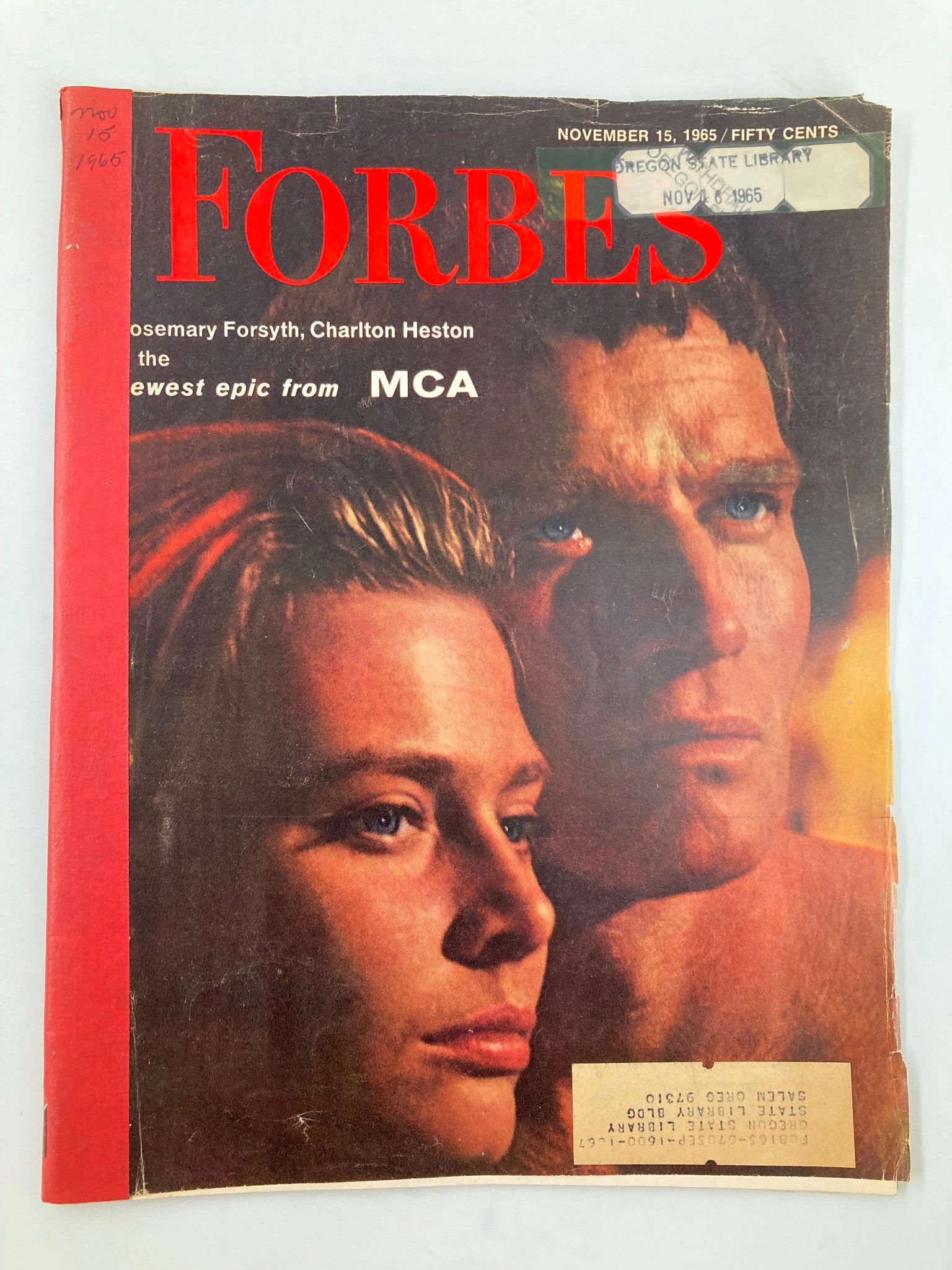 VTG Forbes Magazine November 15 1965 Rosemary Forsyth and Charlton Heston