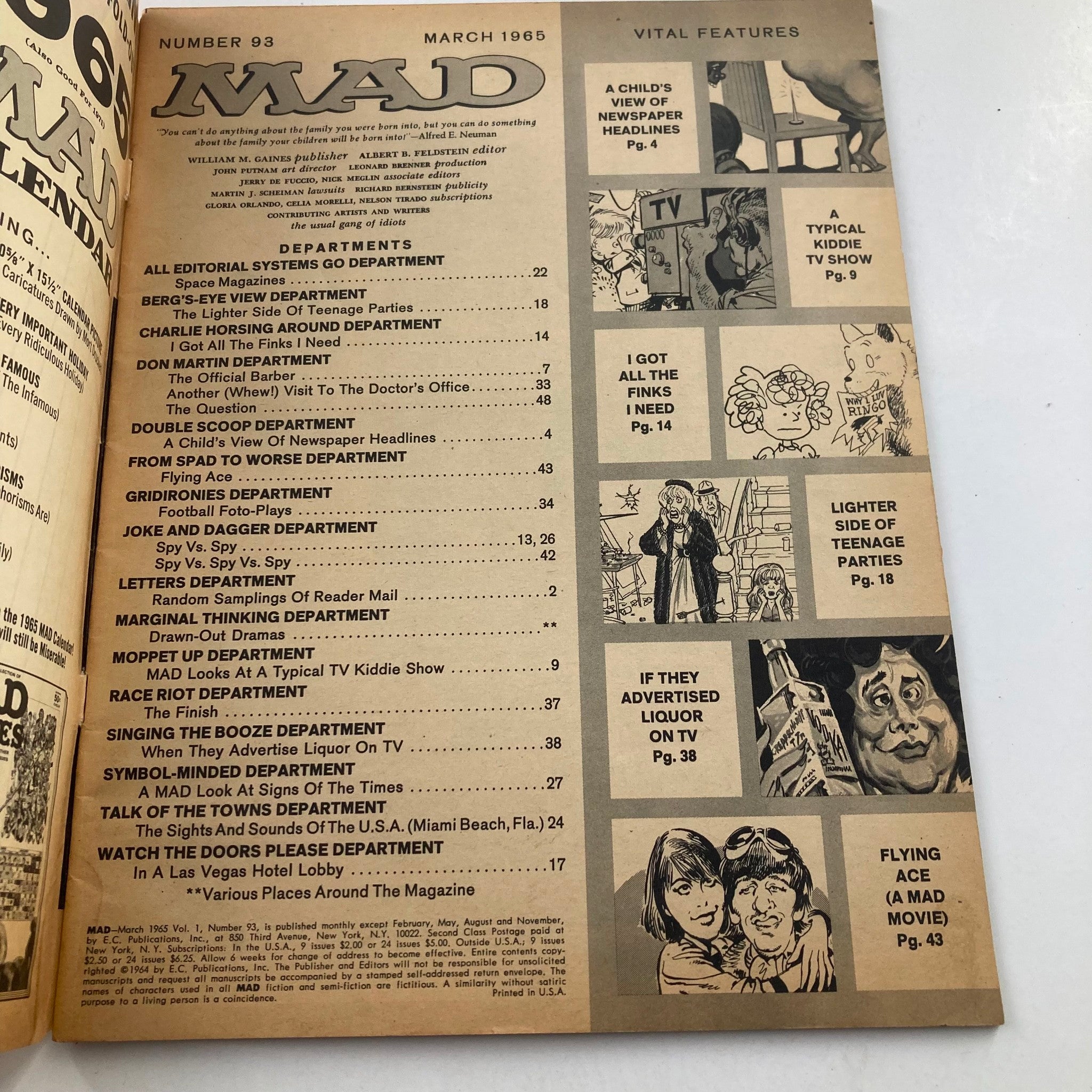 Mad Magazine March 1965 No. 93 The Mad Poiuyt 4.0 VG Very Good No Label