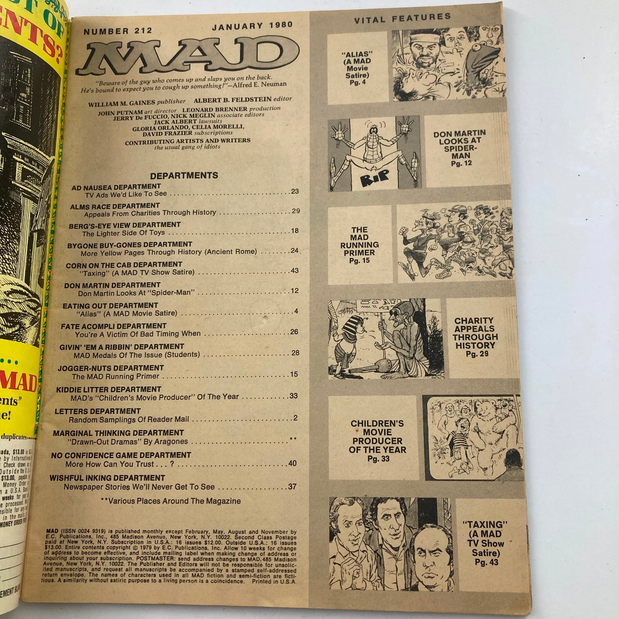 Mad Magazine January 1980 No. 212 Our Version of Alien 4.0 VG Very Good No Label