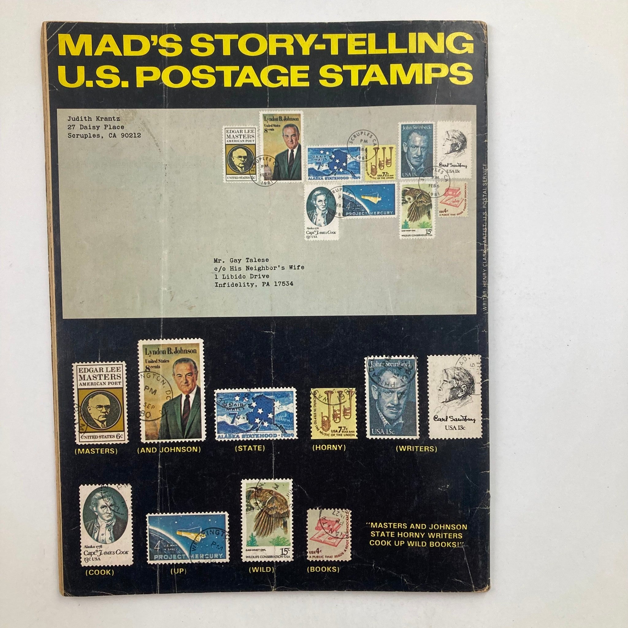 Mad Magazine April 1981 No. 222 The Coffee Break VG, featuring a vintage cover depicting Mad's Story-Telling U.S. Postage Stamps, showcasing iconic stamps and humorous illustrations.