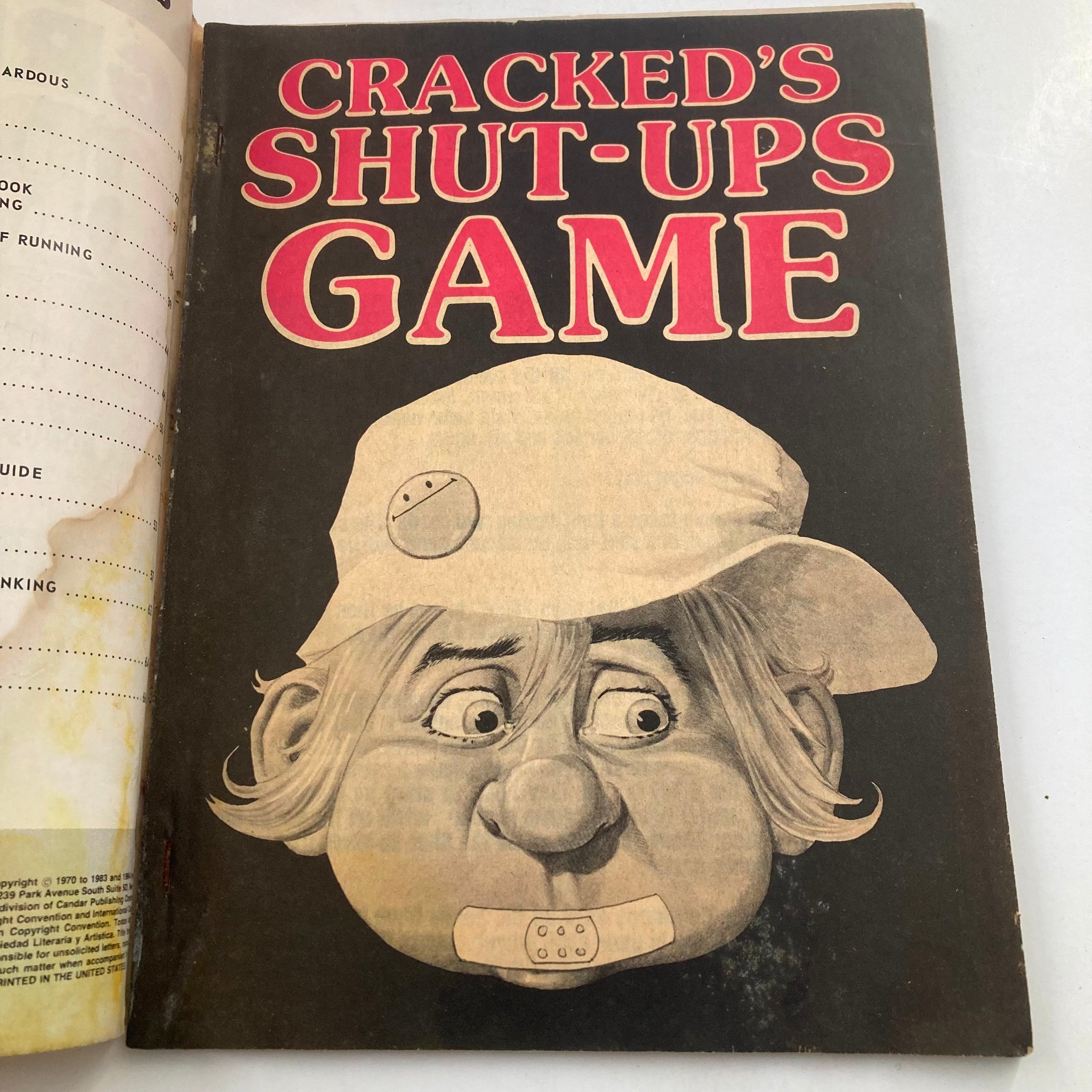 Inside page of Cracked Annuals Magazine Fall 1984, showcasing the title 'Cracked's Shut-Ups Game' with a whimsical character illustration; a central theme of the magazine.