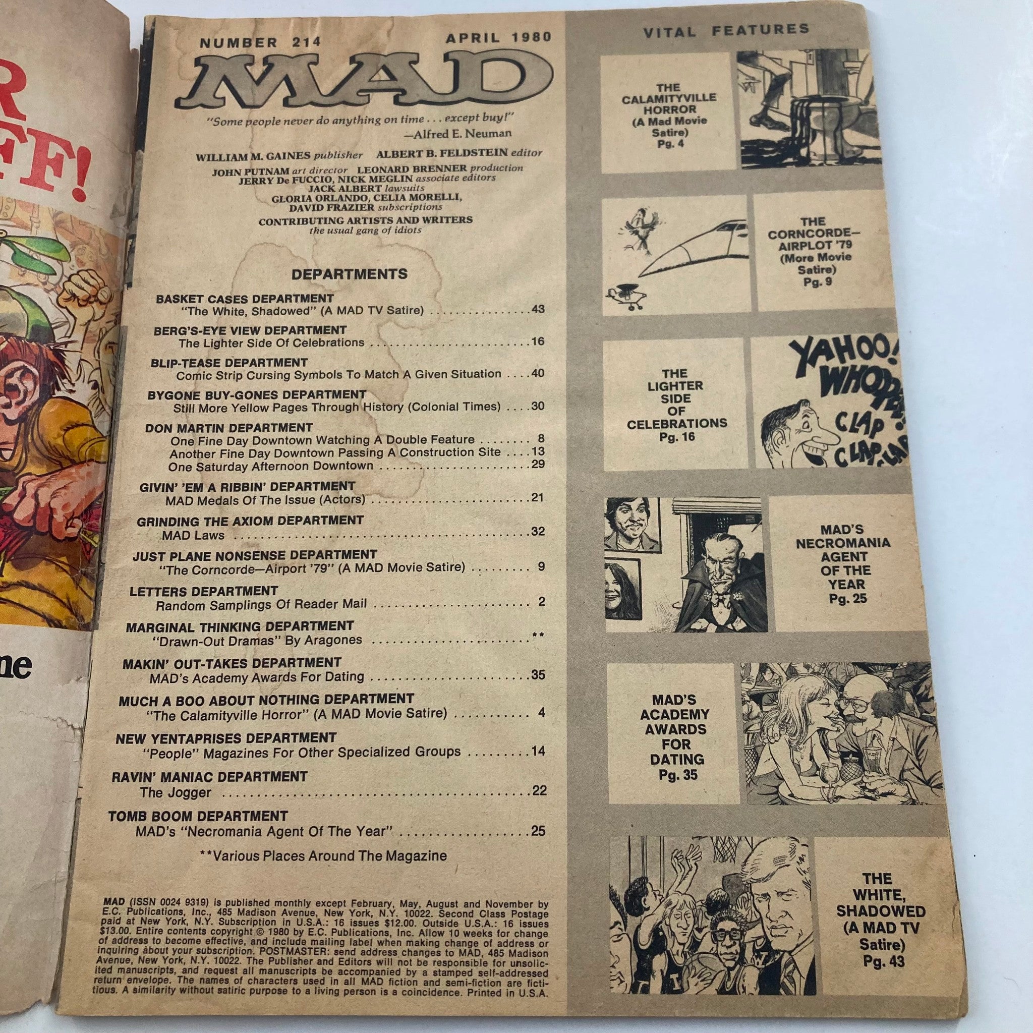 Mad Magazine April 1980 No. 214 The Amityville Horror 2.0 Good No Label