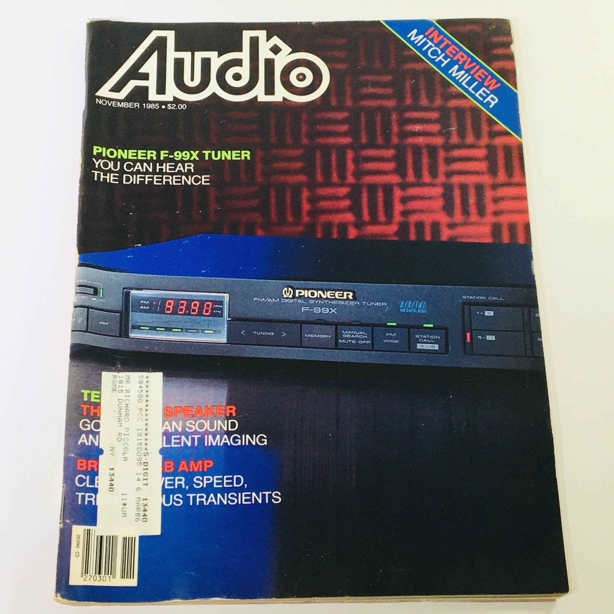 VTG Audio Magazine November 1985 - Pioneer F-99X Tuner & Mitch Miller Interview