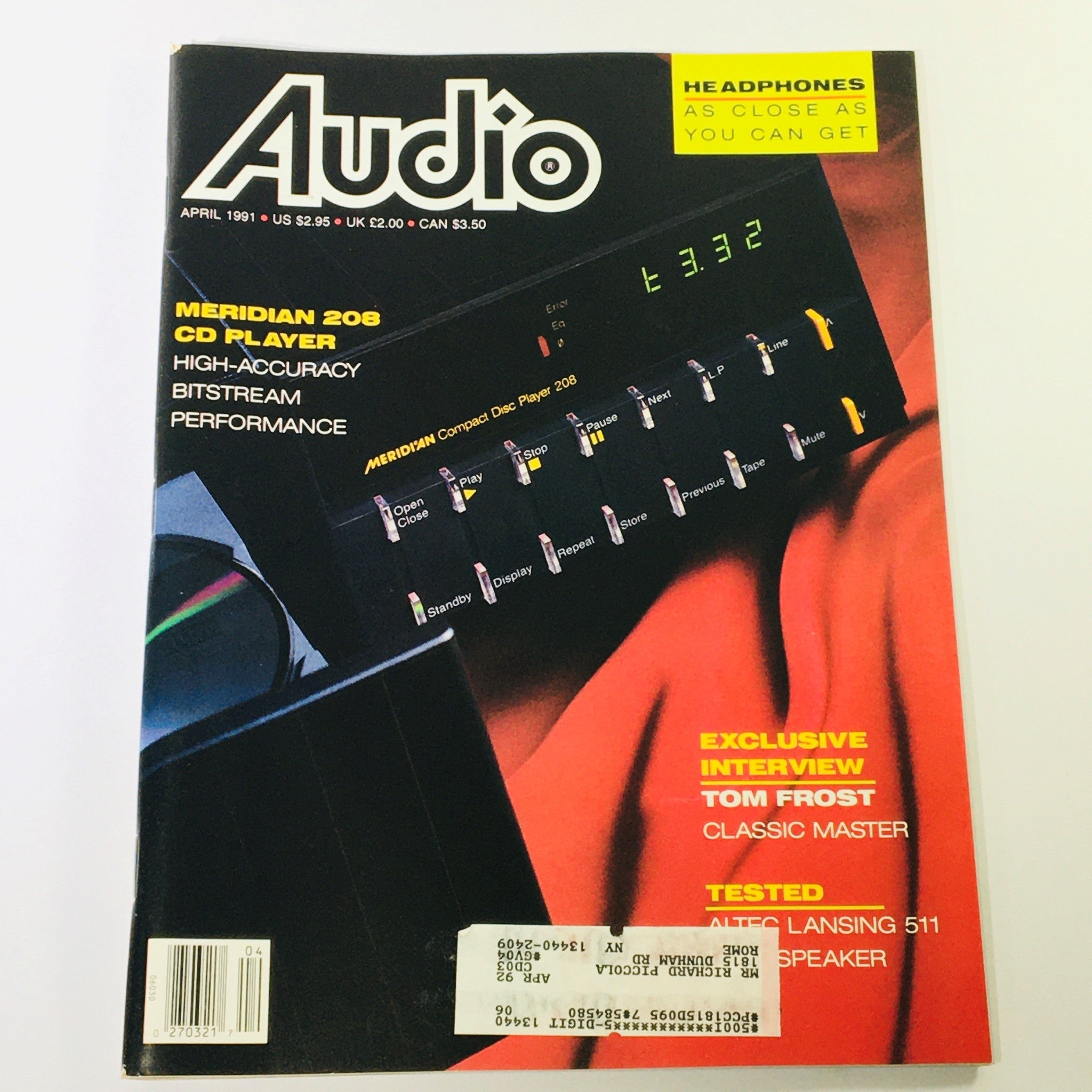 Audio Magazine April 1991 - Meridian 208 CD Player & Tom Frost Interview