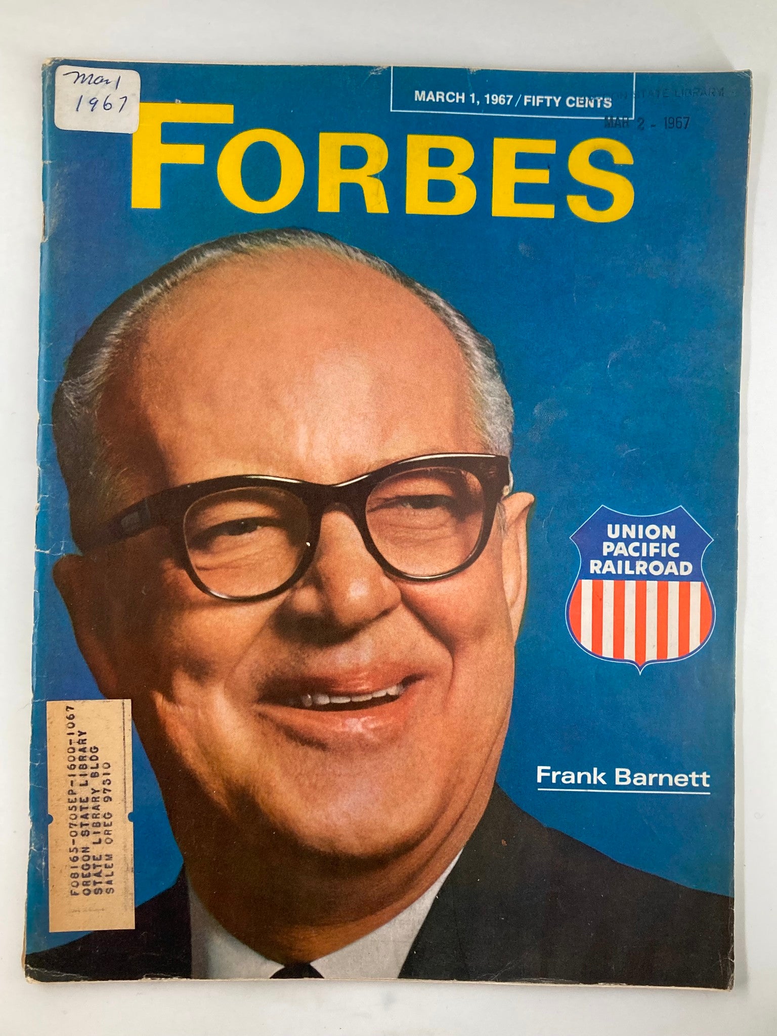 VTG Forbes Magazine March 1 1967 Union Pacific Railroad Frank Barnett