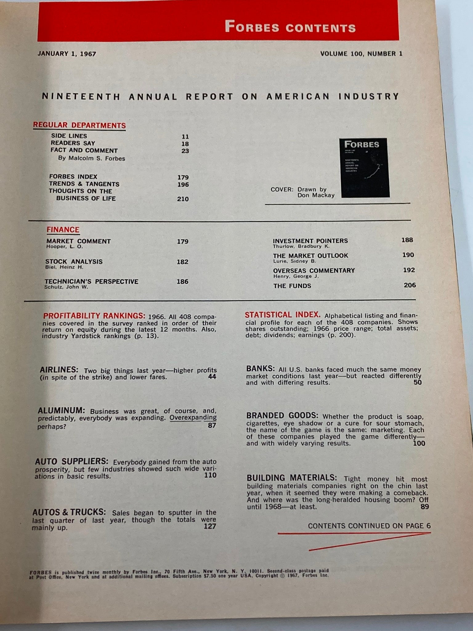 VTG Forbes Magazine January 1 1967 Nineteenth Annual Report American Industry