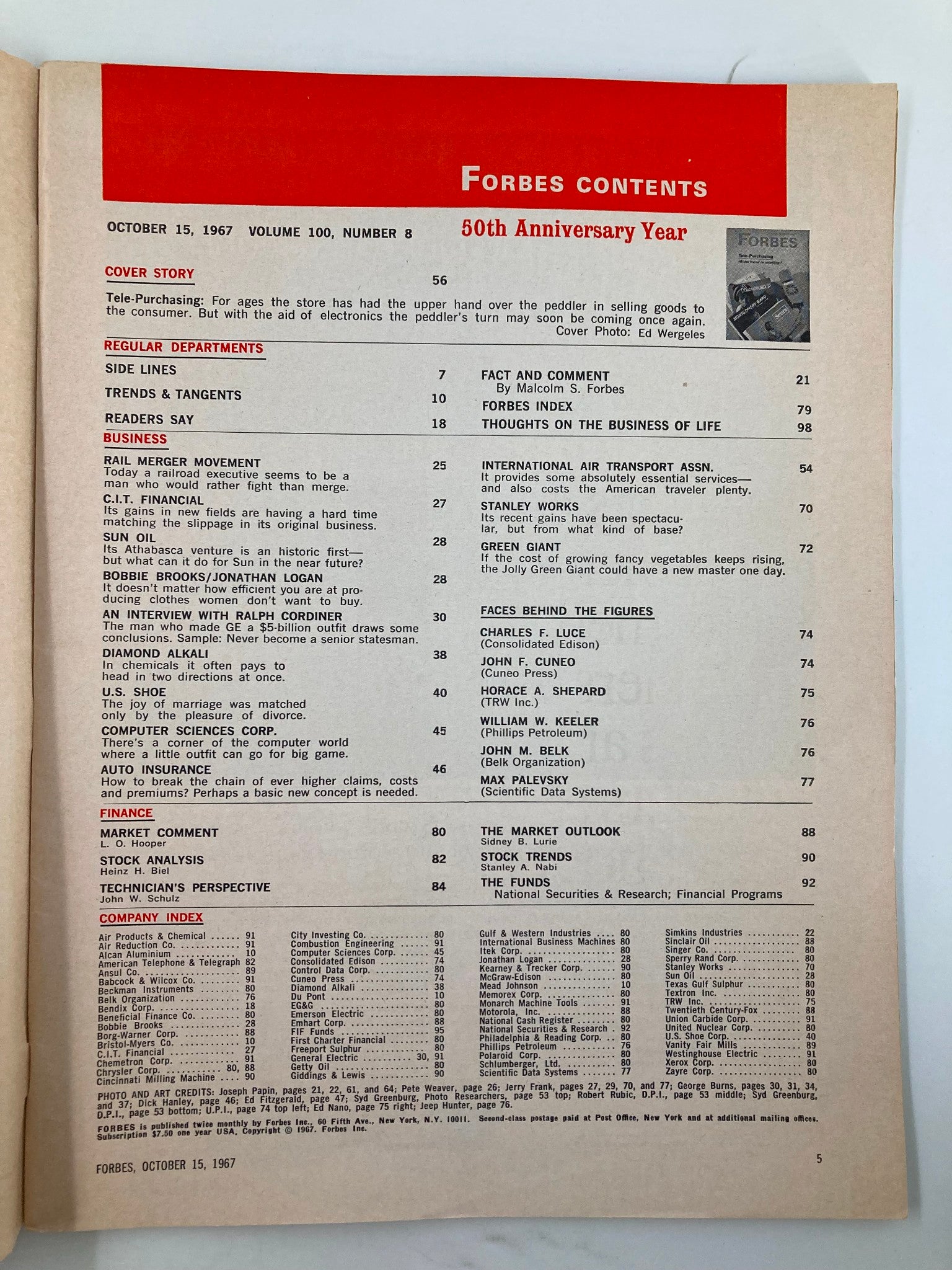 VTG Forbes Magazine October 15 1967 Tele-Purchasing Major Trend in Retailing