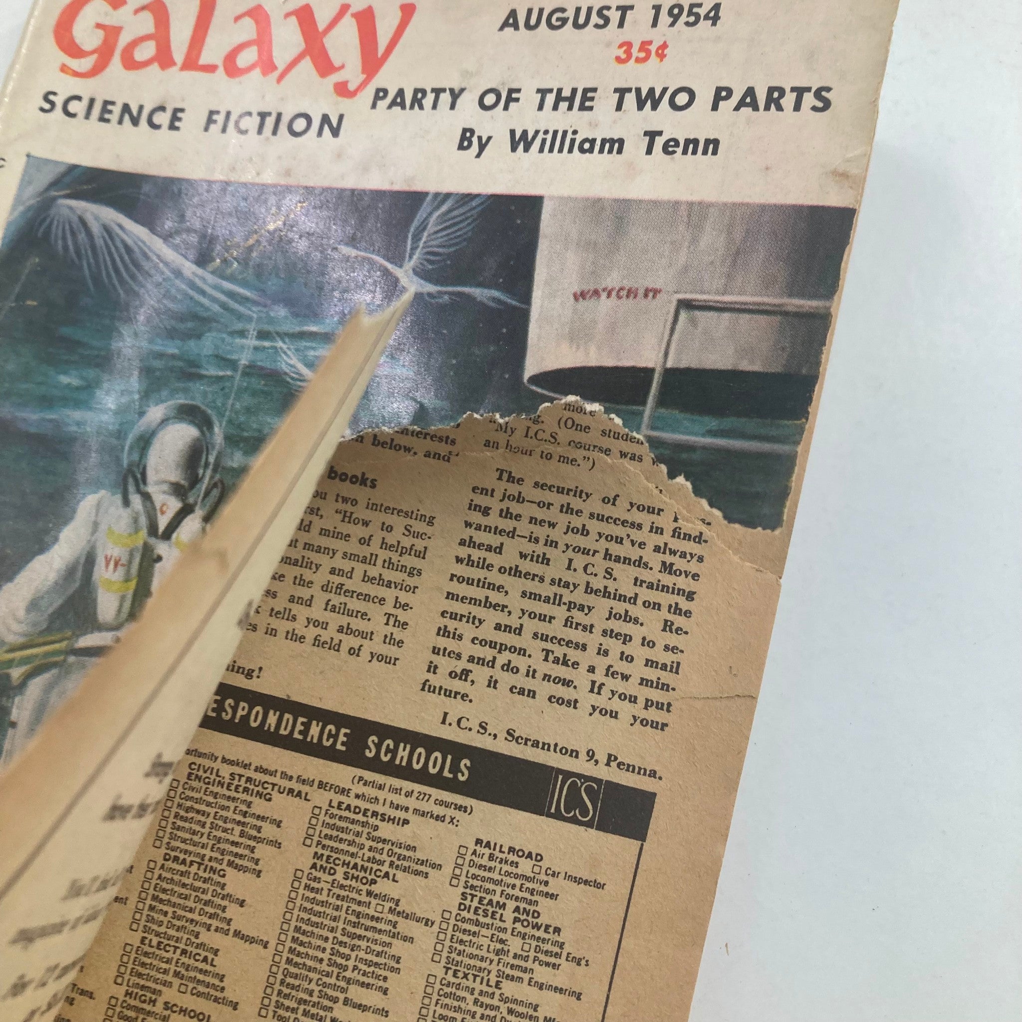 Galaxy Science Fiction Magazine August 1954 Party of the Two Parts No Label