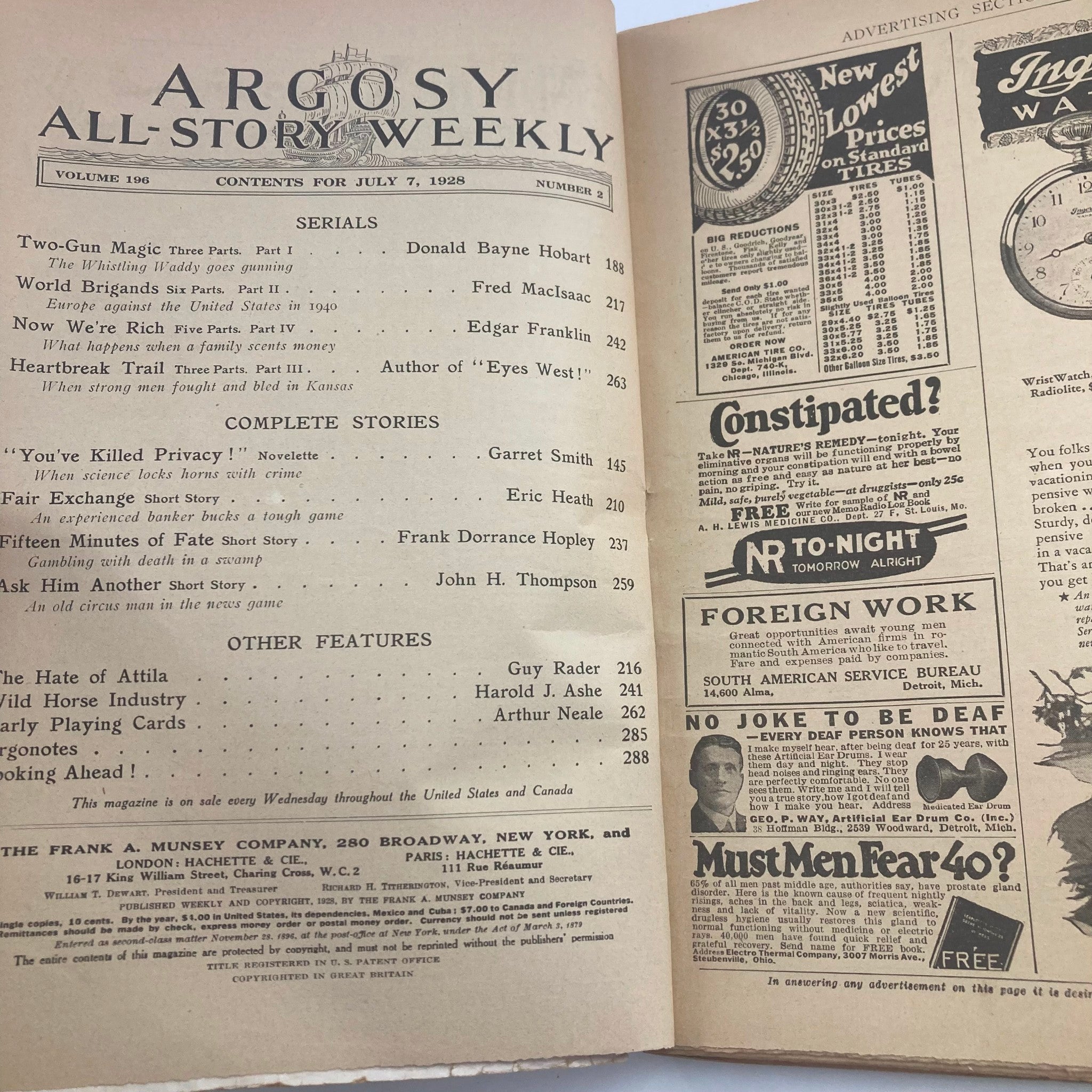 VTG Argosy Magazine July 7 1928 Vol 196 No. 2 You've Killed Privacy No Label