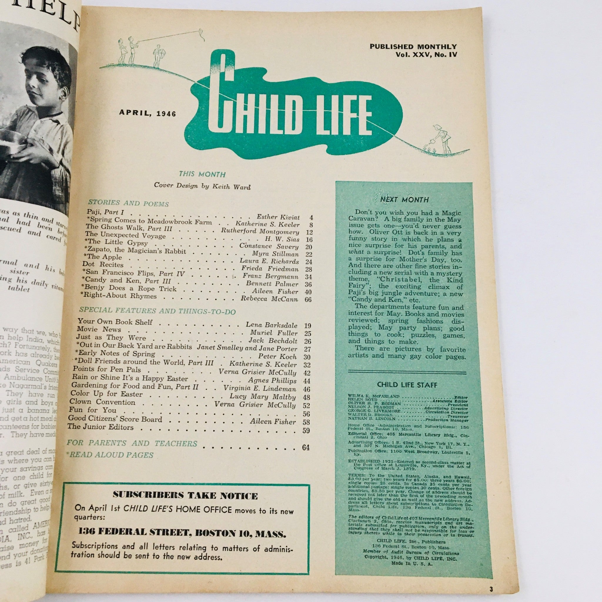 Child Life Magazine April 1946 Spring Comes to Meadowbrook Farm No Label