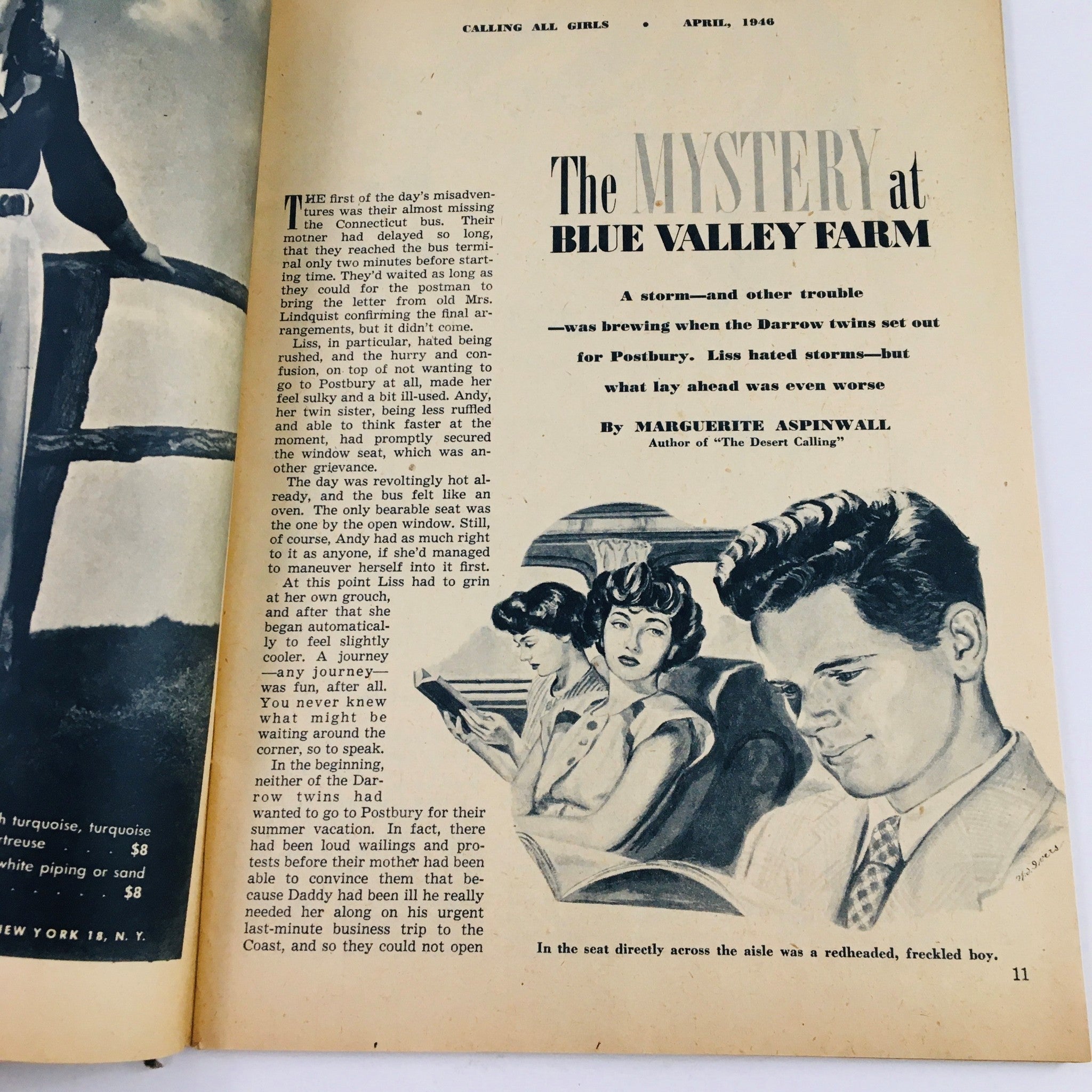 Calling All Girls Magazine April 1946 The Mystery at Blue Valley Farm No Label