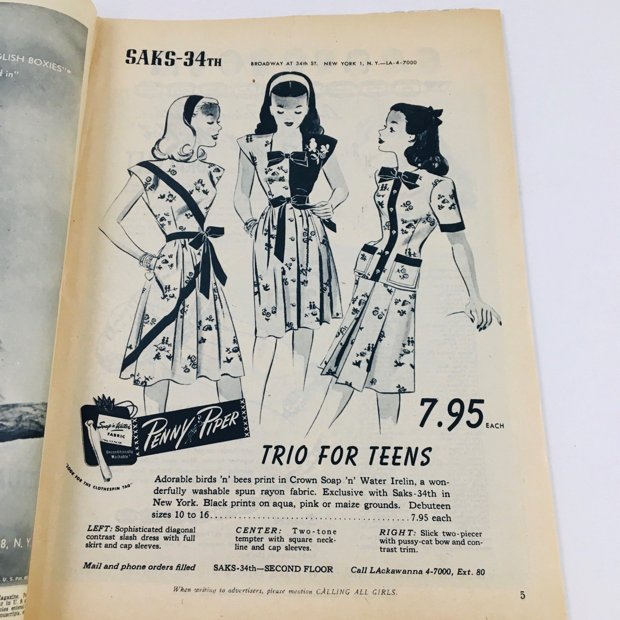 Calling All Girls Magazine February 1946 Your Career in Fashion Design No Label