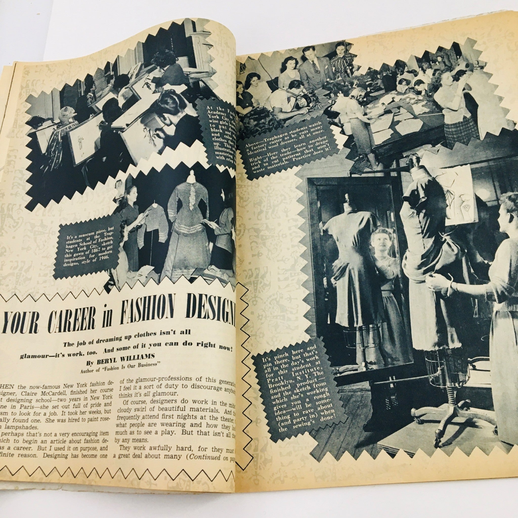 Calling All Girls Magazine February 1946 Your Career in Fashion Design No Label