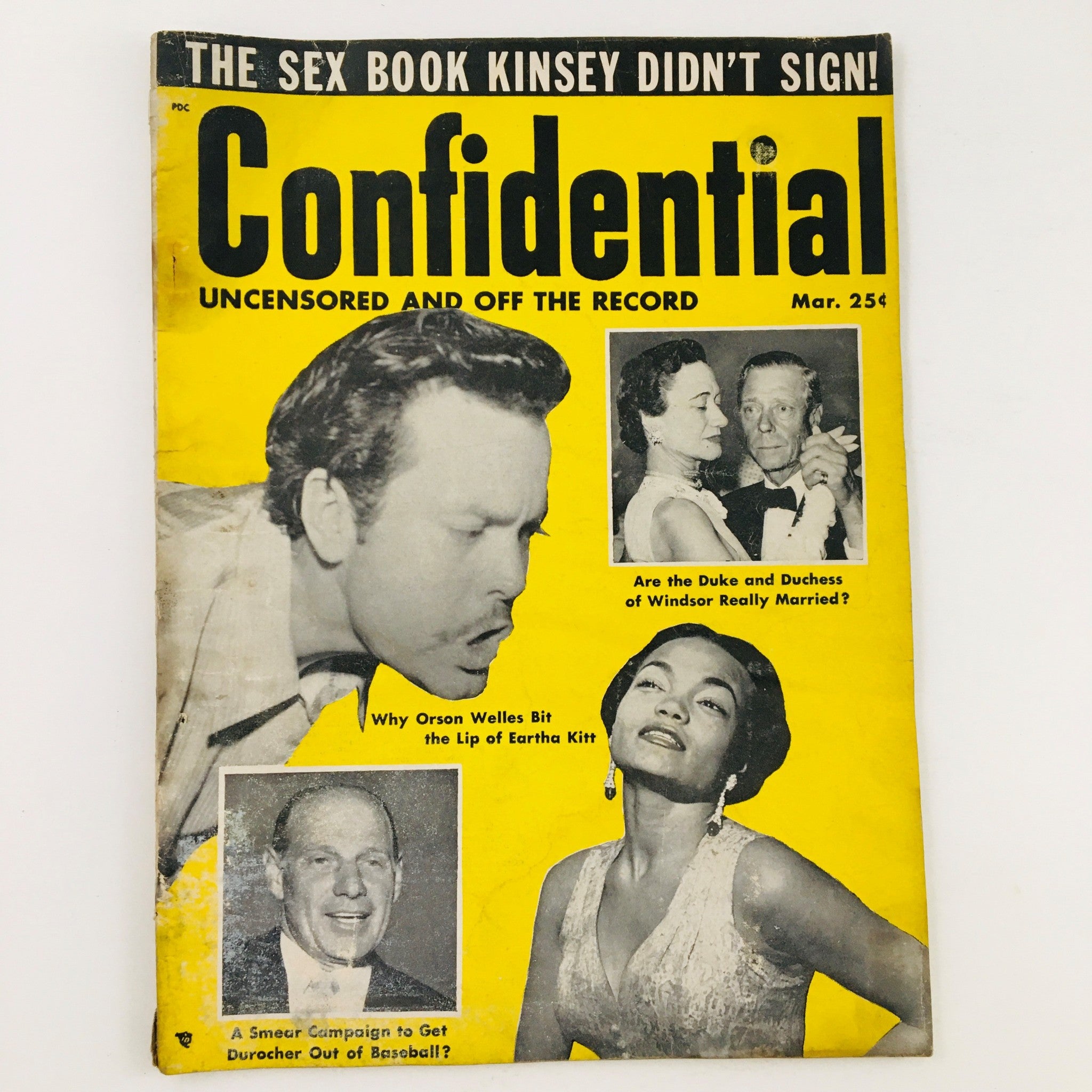 Confidential Magazine March 1954 Orson Welles Bit Lip of Eartha Kitt No Label