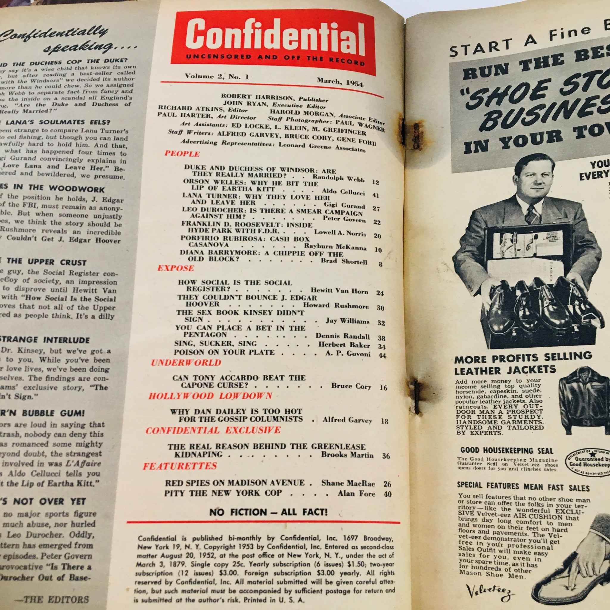 Confidential Magazine March 1954 Orson Welles Bit Lip of Eartha Kitt No Label