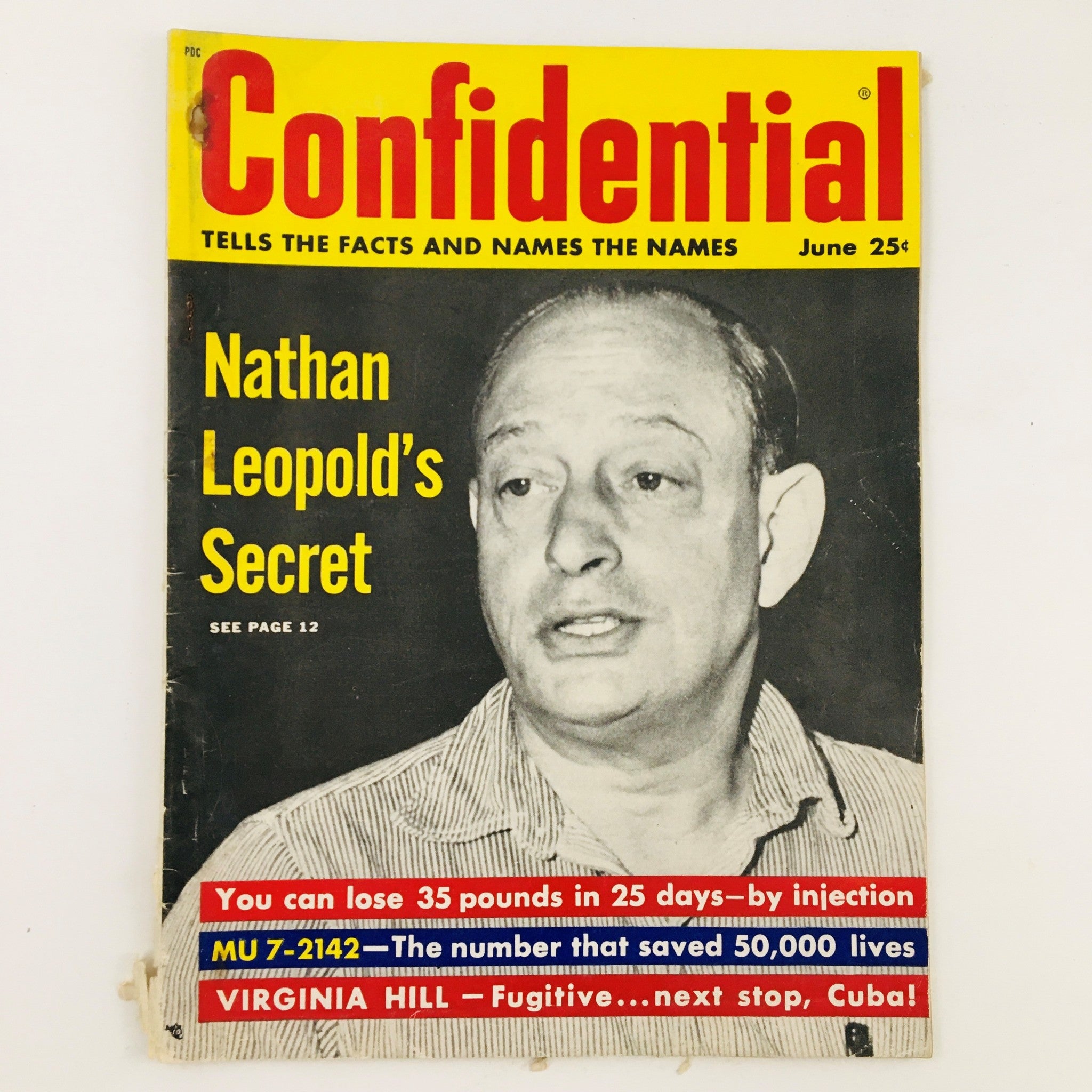 Confidential Magazine June 1958 Nathan Leopold's Secret No Label