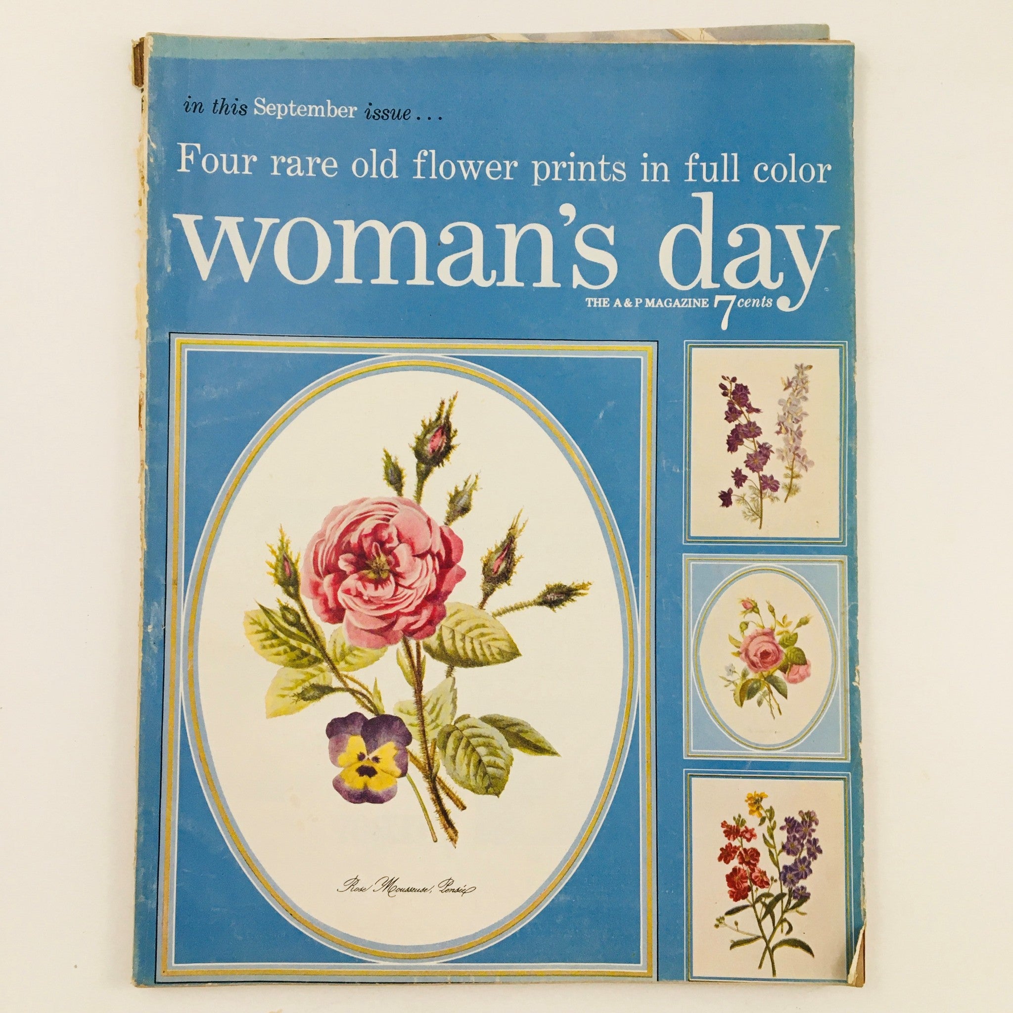 Woman's Day Magazine September 1954 Four Rare Old Flower Print in Color No Label