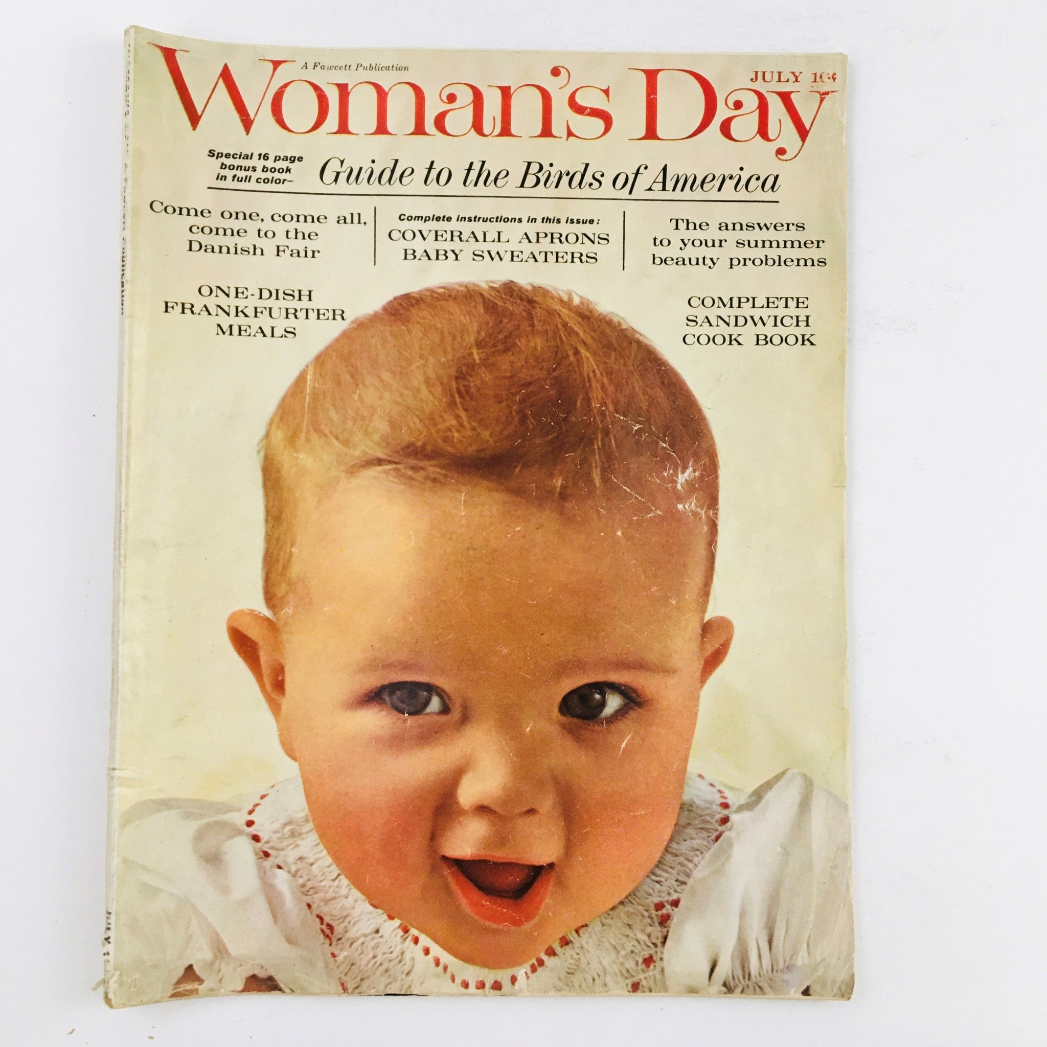 Woman's Day Magazine July 1963 A Coverall Aprons Baby Sweaters No Label