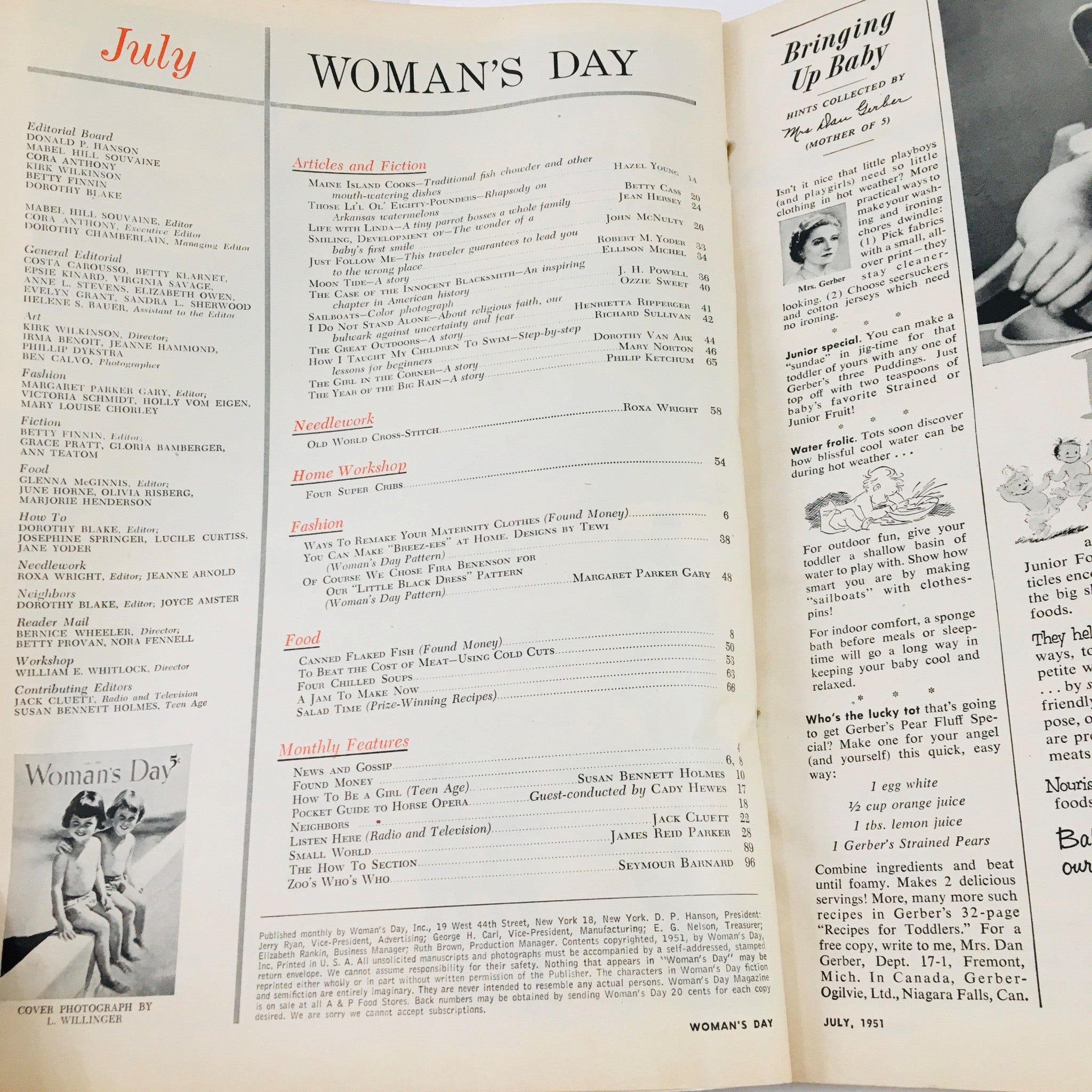 Woman's Day Magazine July 1951 Those Li'L OL' Eighty-Pounders No Label