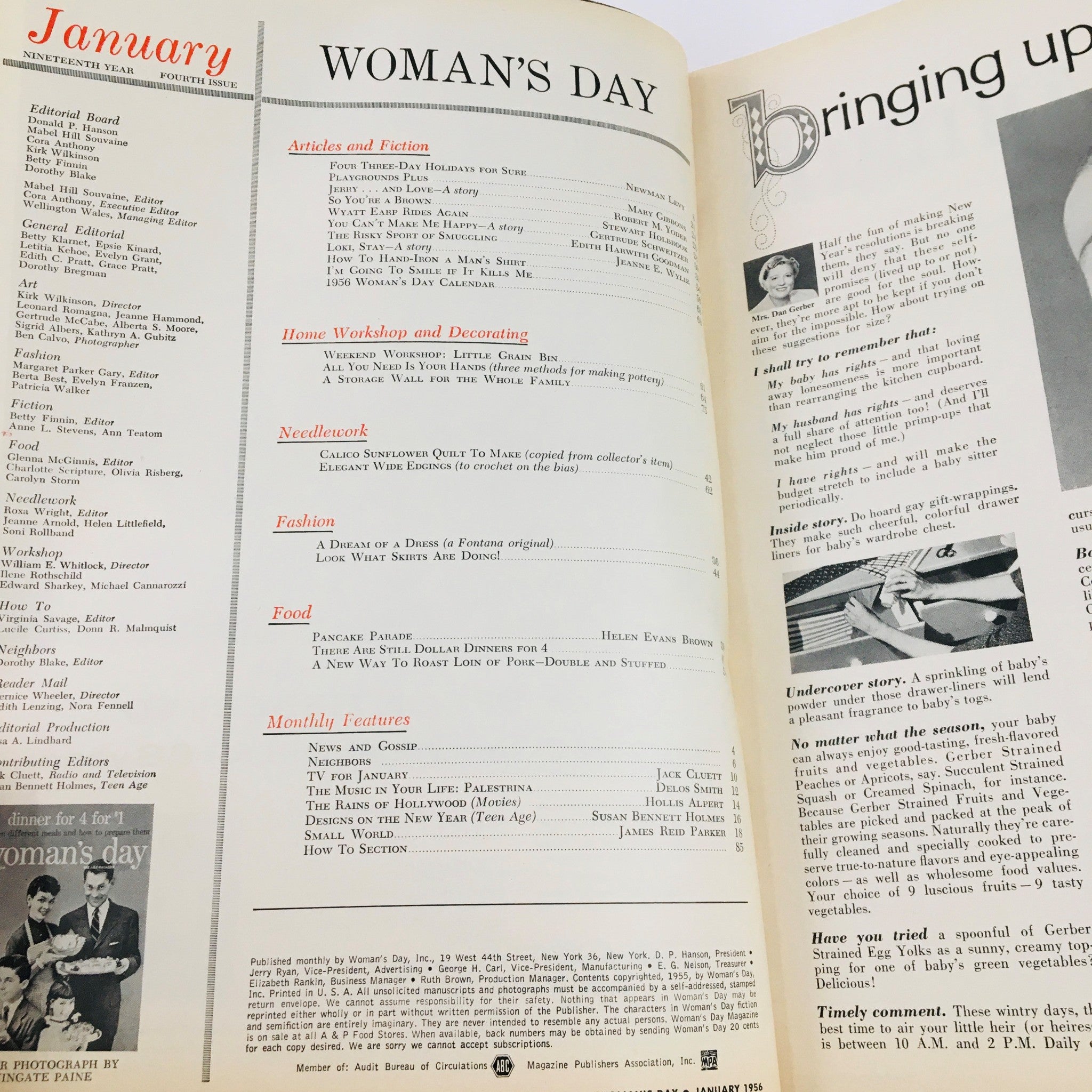 Woman's Day Magazine January 1956 Four Three-Day Holidays For Sure No Label