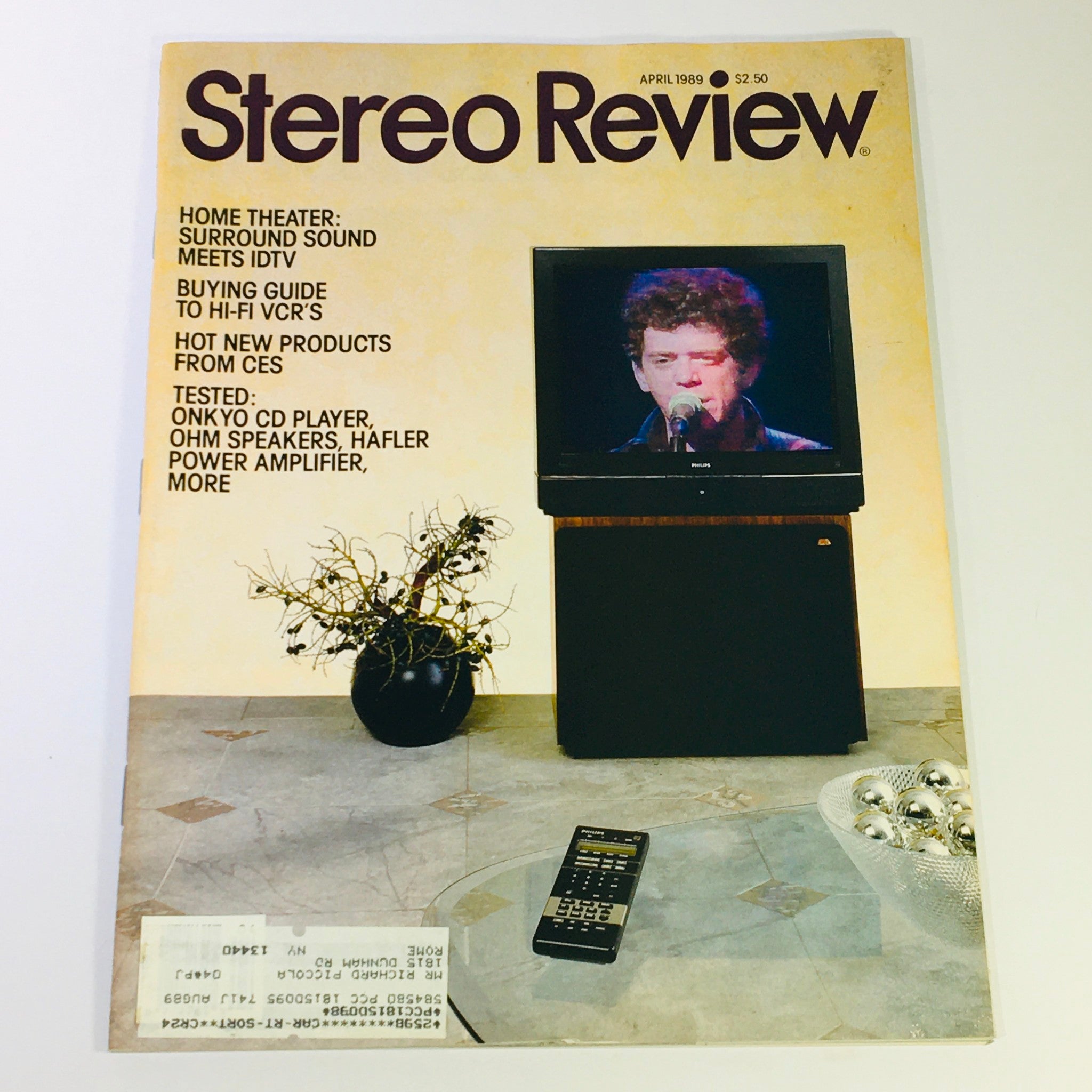 VTG Stereo Review Magazine April 1989 - Onkyo CD Player & OHM Speakers Tested