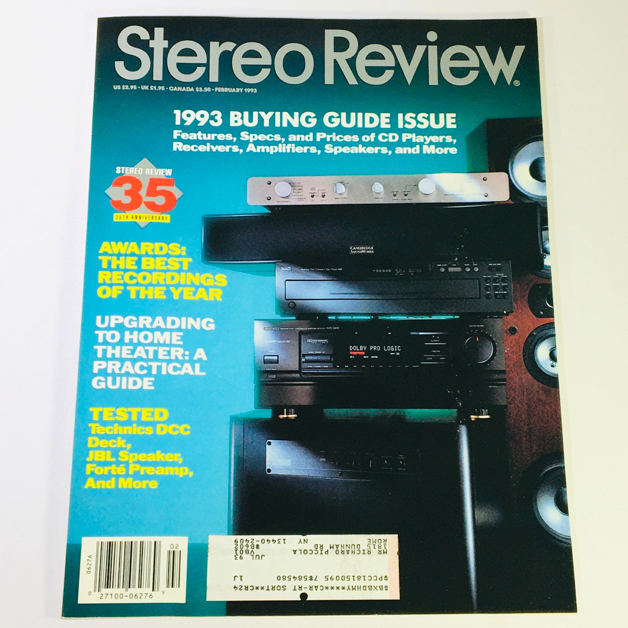 Stereo Review Magazine February 1993 - Technics DDC Deck & JBL Speakers Tested