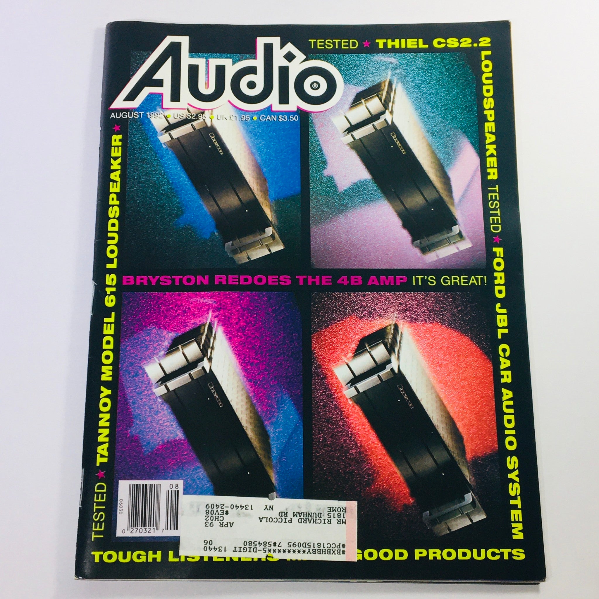 Audio Magazine August 1992 - Bryston Reddoes The 4B Amp & Tannoy Model 615