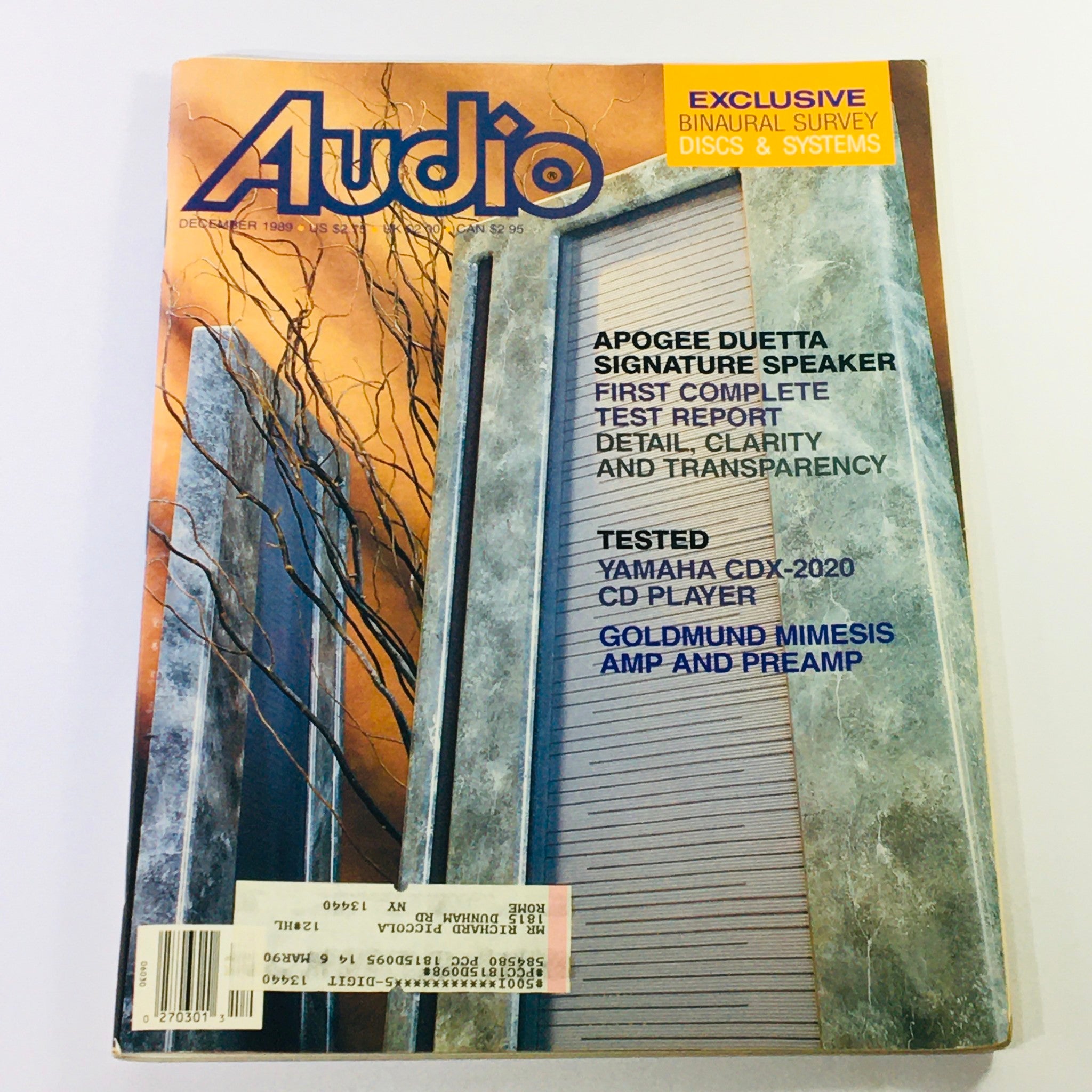 VTG Audio Magazine December 1989 - Yamaha CDX-2020 & Goldmund Mimesis Pre Amp