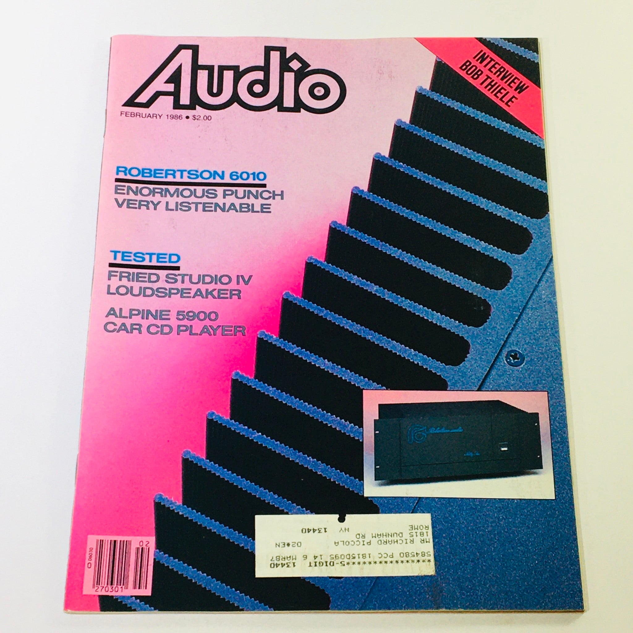 VTG Audio Magazine February 1986 - Robertson 6010 & Fried Studio IV Loudspeaker