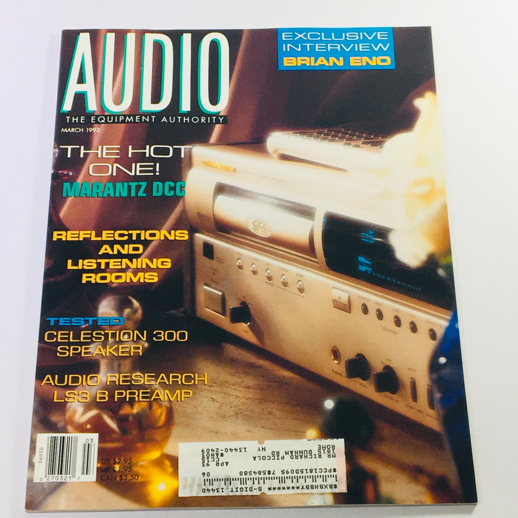 Audio Magazine March 1993 - Brian Eno Interview & Tested Celeston 300 Speaker