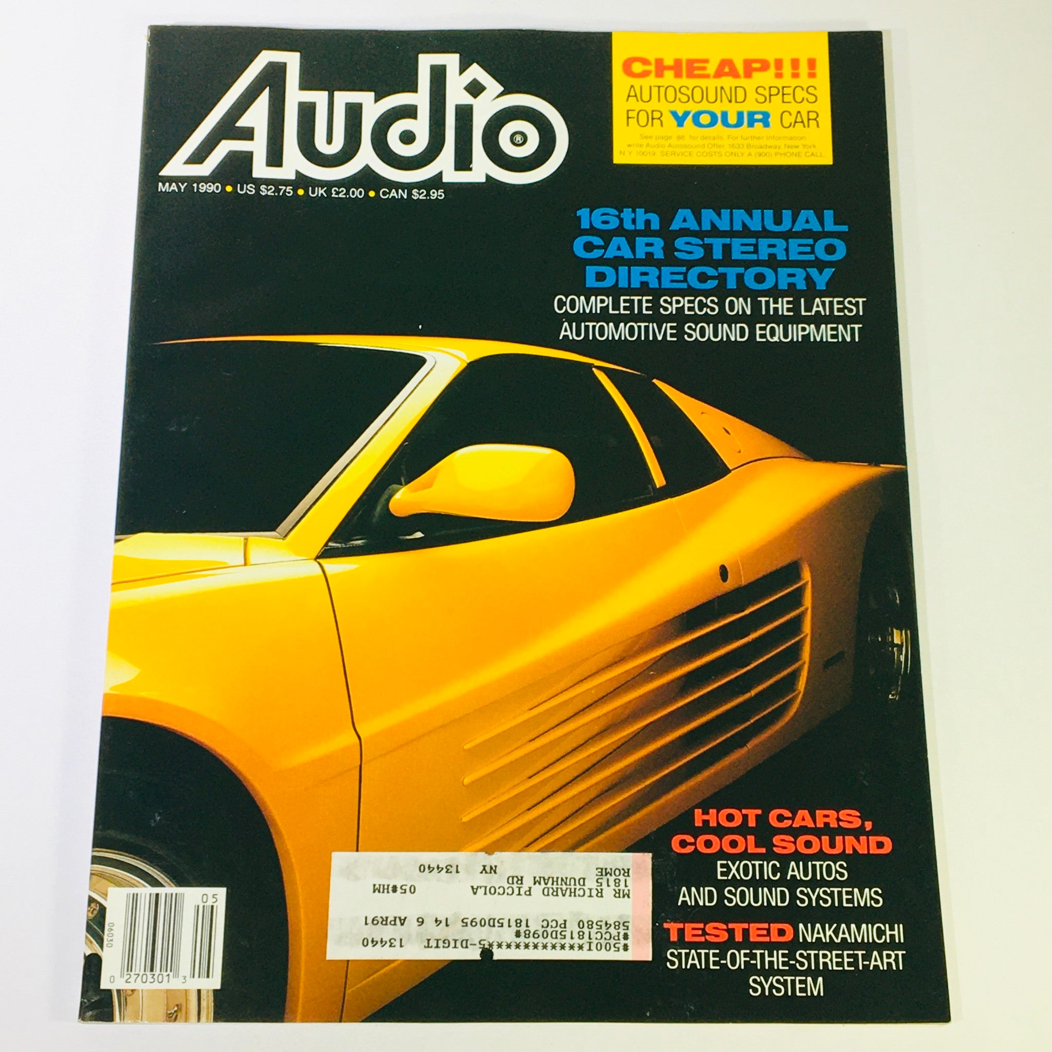 Audio May 1990 - 16th Annual Car Stereo Directory Automotive Sound Equipment