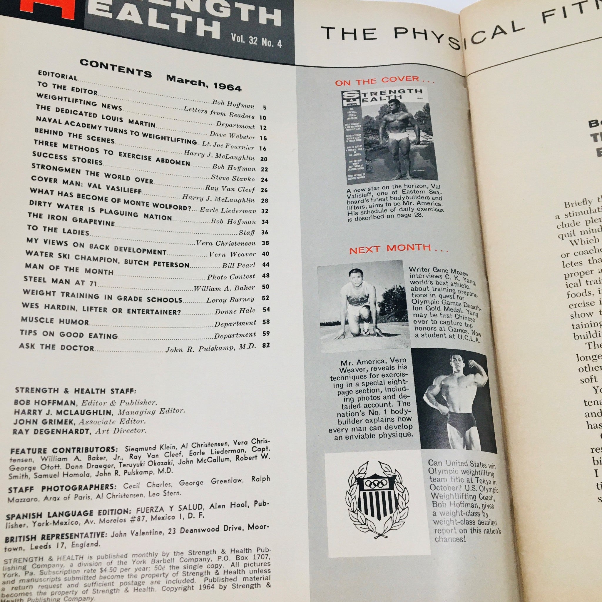 Strength & Health Magazine March 1964 Val Vasilieff Bodybuilder No Label