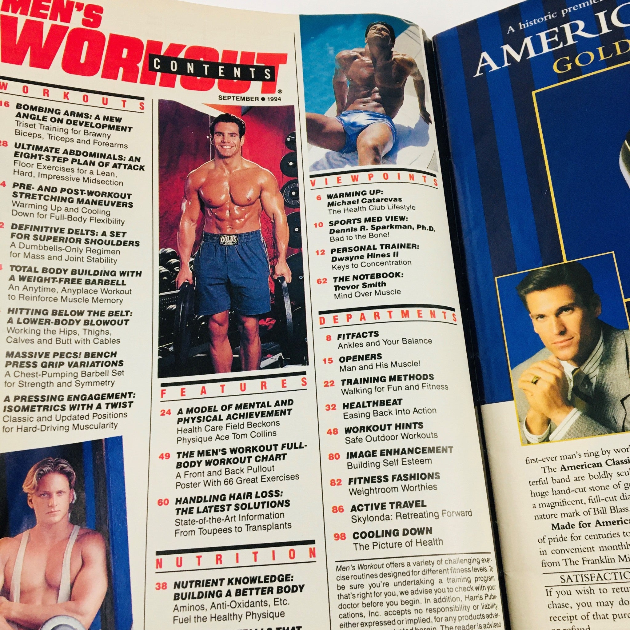 Men's Workout Magazine September 1994 Glenn Kauffman & Ace Tom Collins No Label