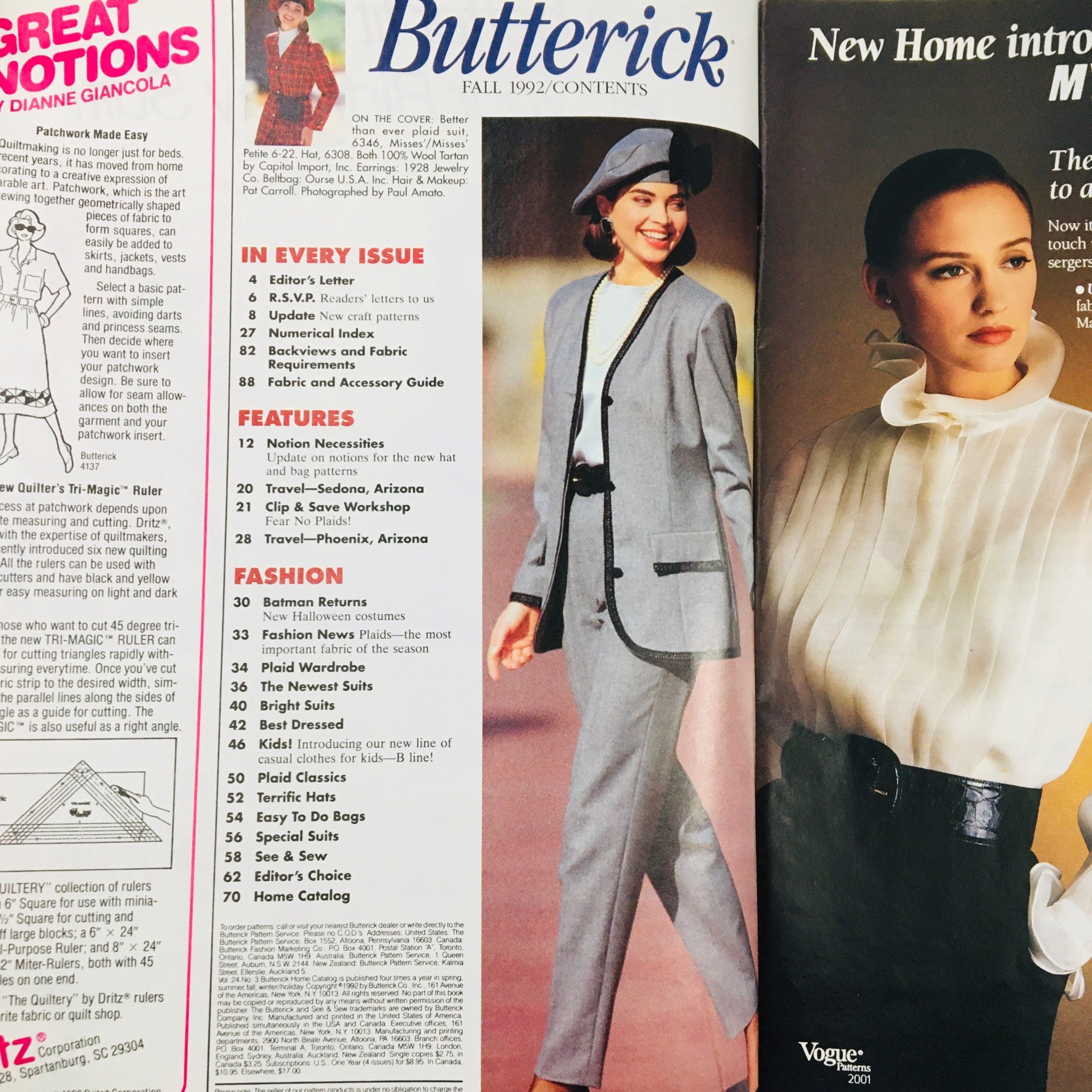 Butterick Magazine Fall 1992 Notion Necessities & Travel Sedona, Arizona