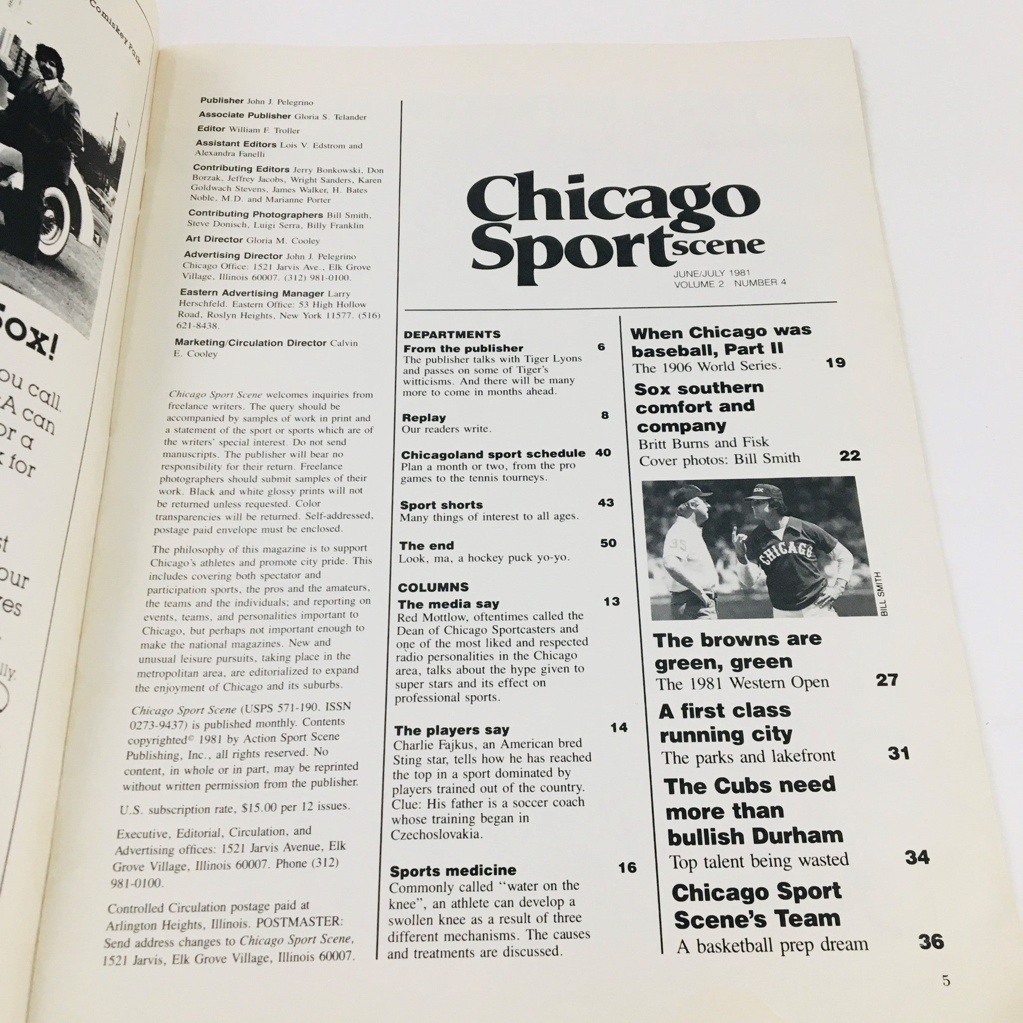 Chicago Sport Scene Magazine June 1981 Britt Burns and Fisk Sox Southern Comfort