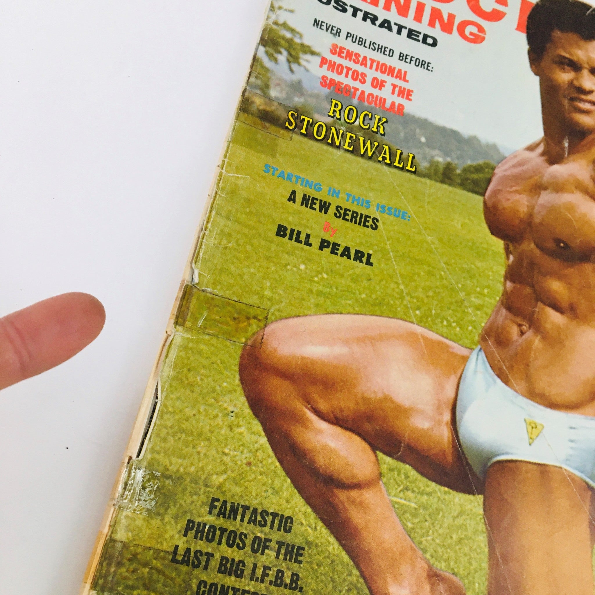 Cover of Muscle Training Illustrated Magazine May 1967 showcasing a muscular bodybuilder with text highlighting new series and dramatic photography.