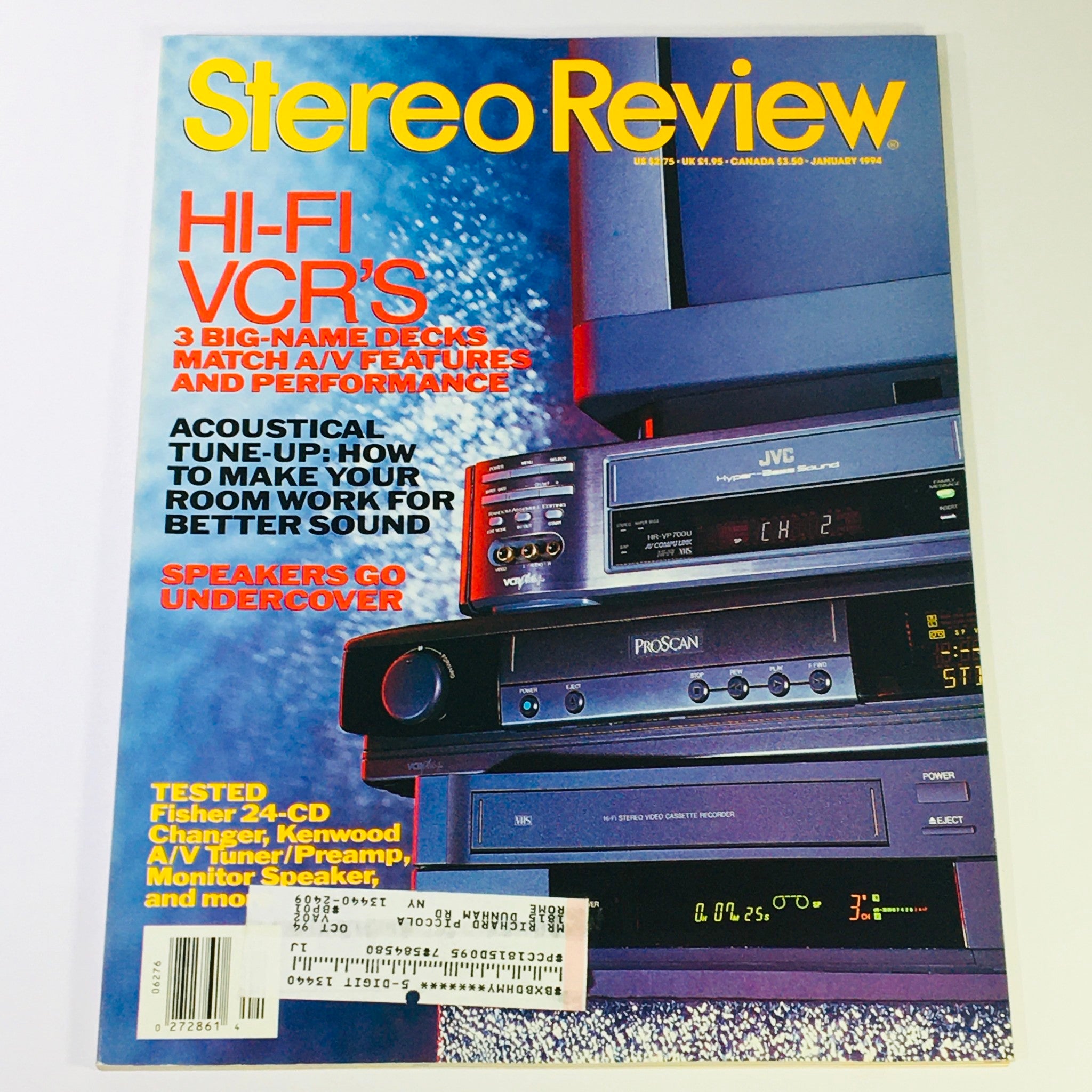 Stereo Review Magazine January 1994 - Fisher 24-CD Changer & Kenwood A/V Tuner