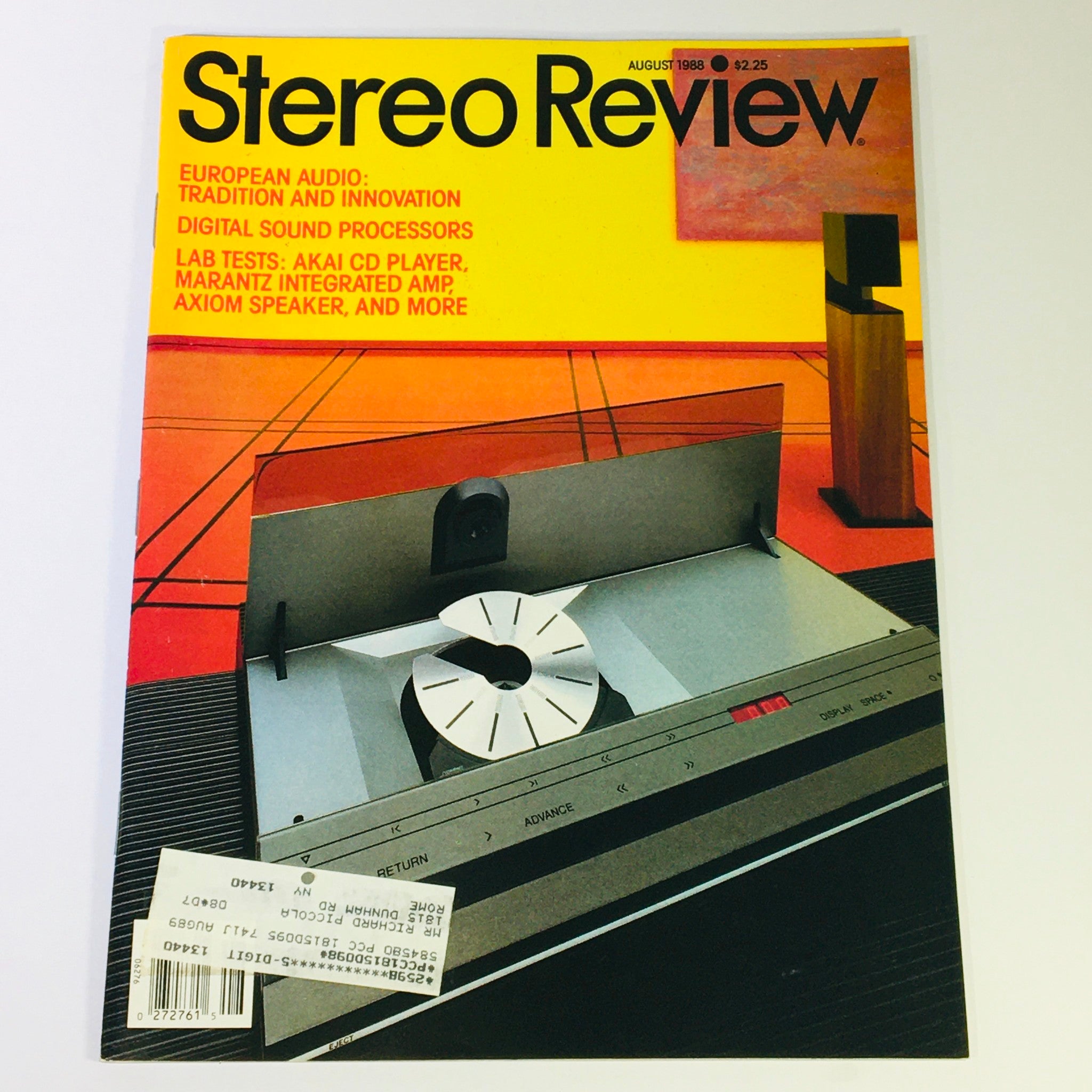 VTG Stereo Review Magazine August 1988 - Akai CD Player & Marantz Integrated Amp