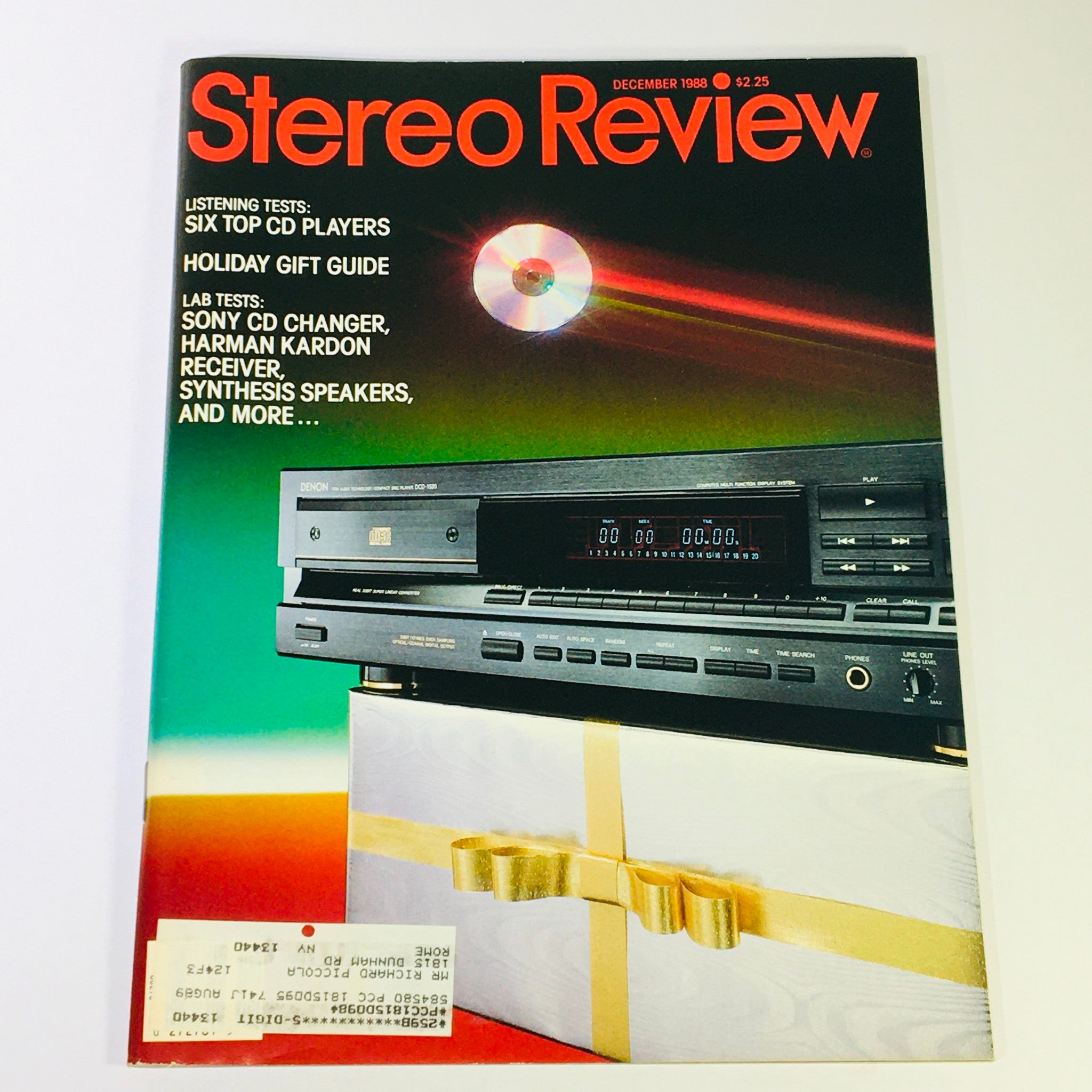 VTG Stereo Review Magazine December 1988 - Sony CD Changer & Harman Kardon Recvr