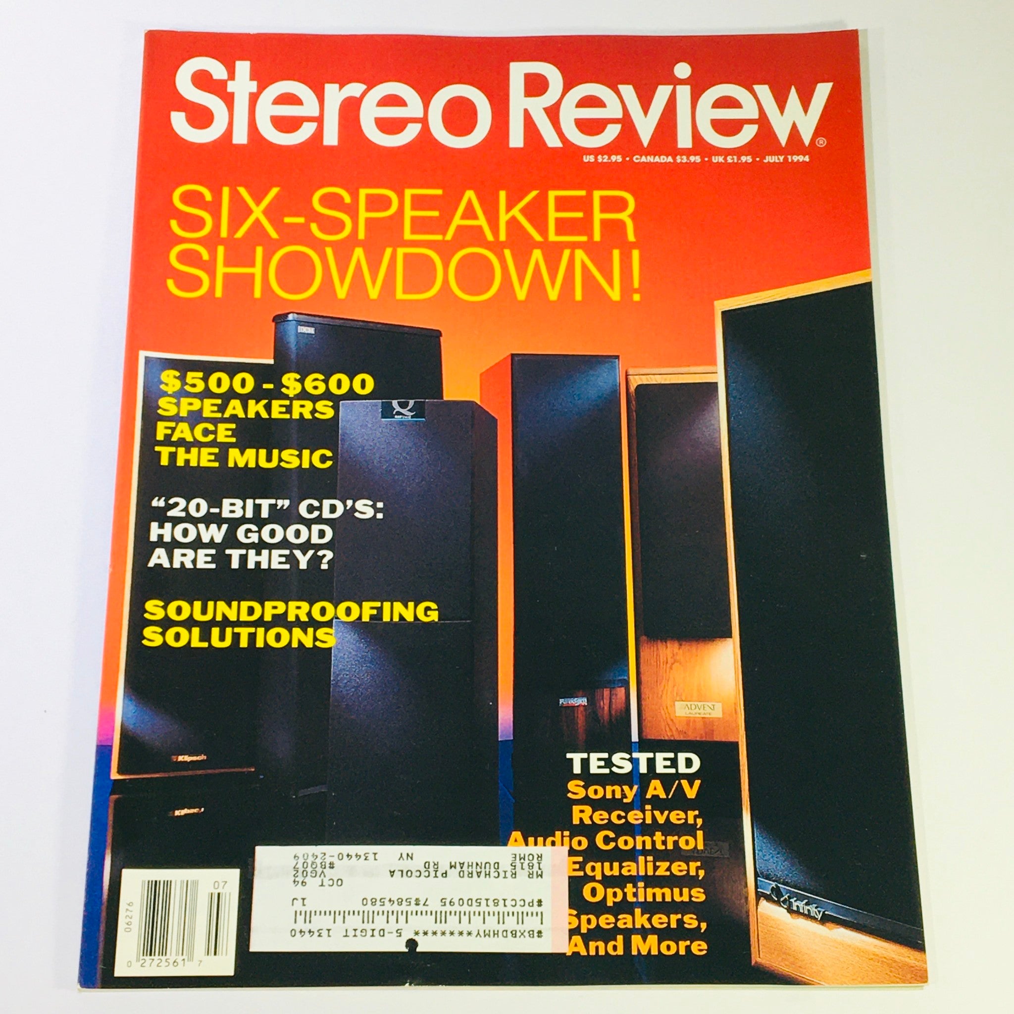 Stereo Review Magazine July 1994 - Sony A/V Receiver & Audio Control Equalizer