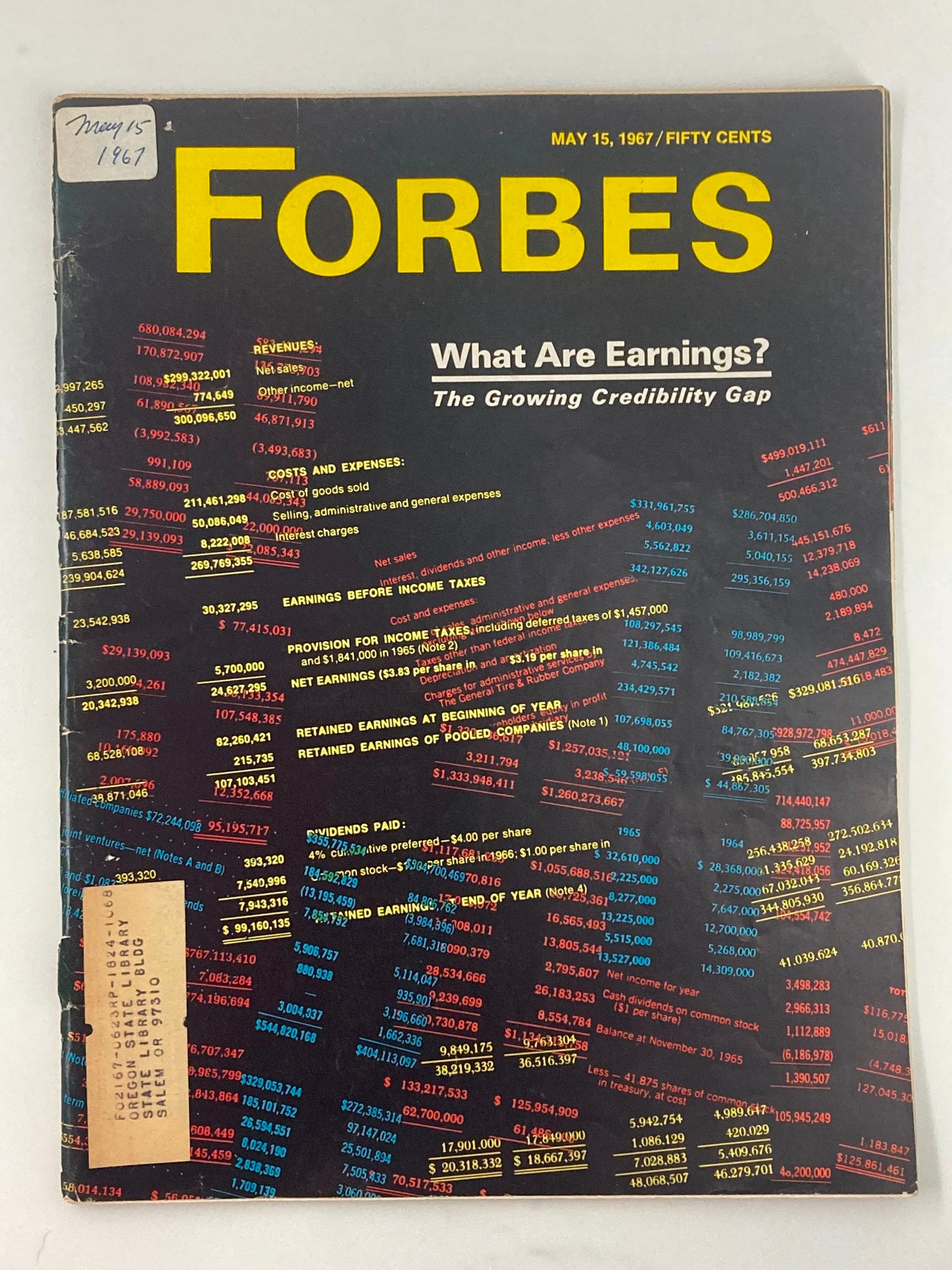 VTG Forbes Magazine May 15 1967 What Are Earnings? The Growing Credibility Gap