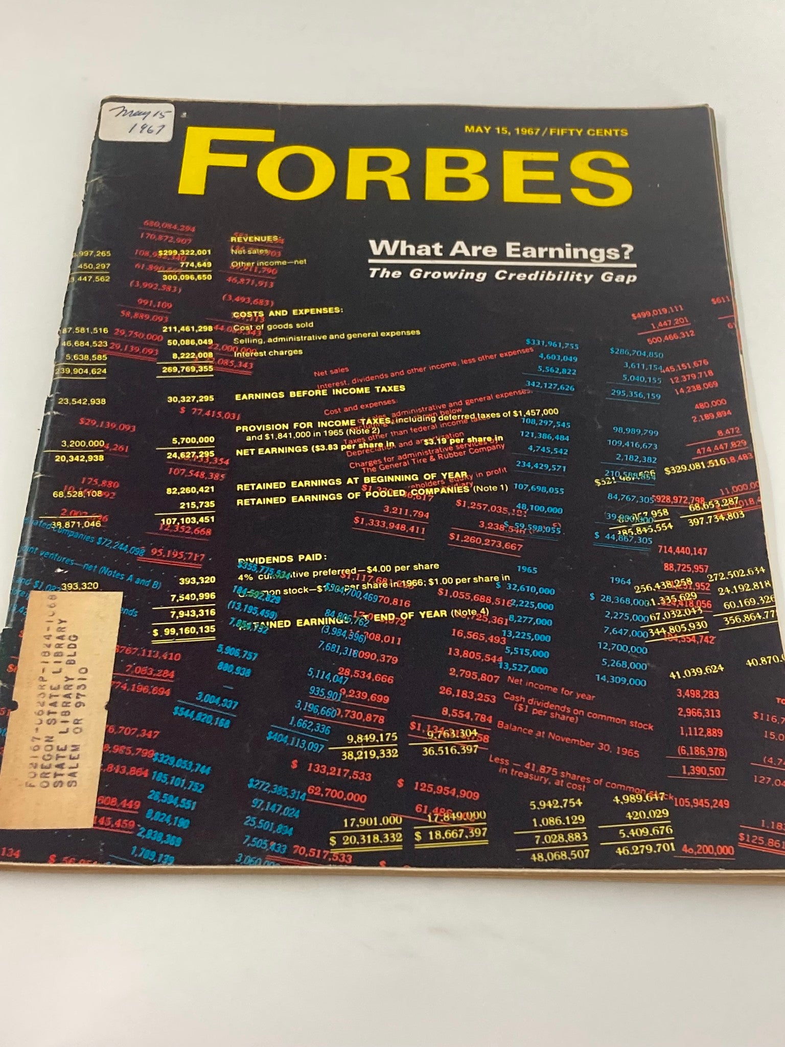 VTG Forbes Magazine May 15 1967 What Are Earnings? The Growing Credibility Gap