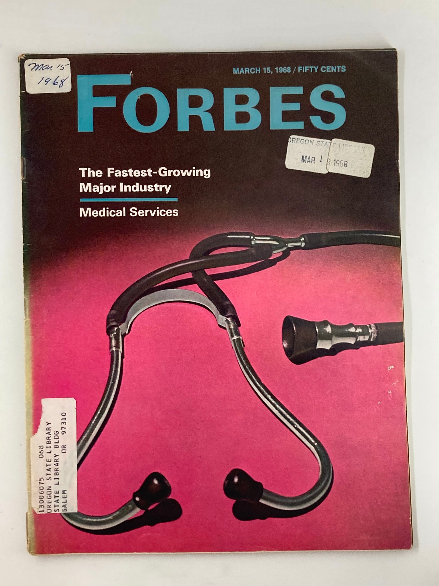 VTG Forbes Magazine March 15 1968 Fastest-Growing Major Industry Med Services