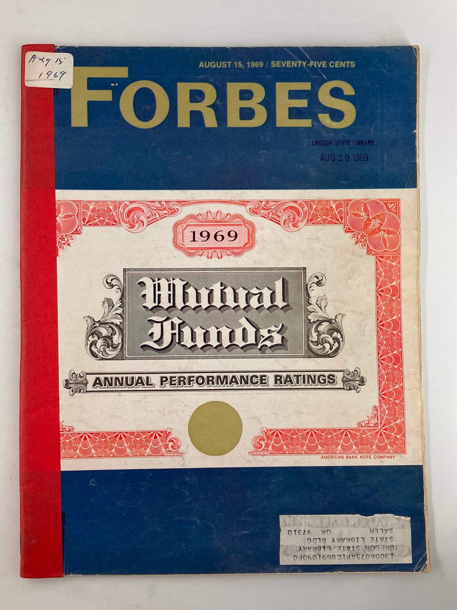 VTG Forbes Magazine August 15 1969 Mutual Funds Annuel Performance Ratings