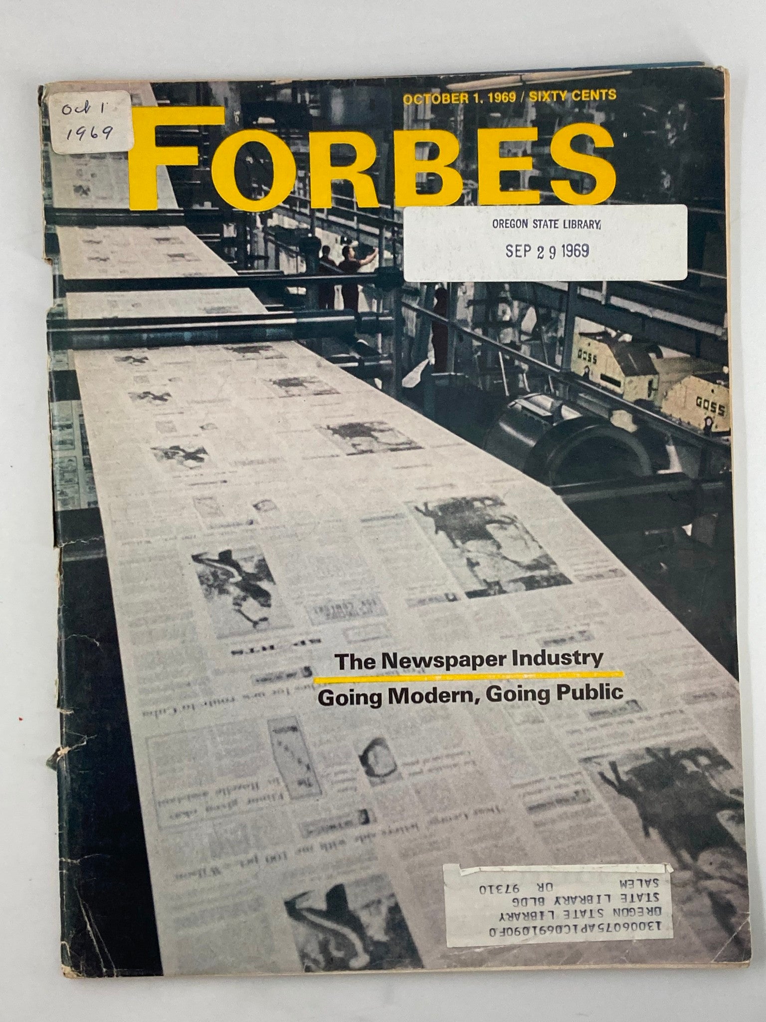 VTG Forbes Magazine October 1 1969 The Newspaper Industry Going Modern & Public