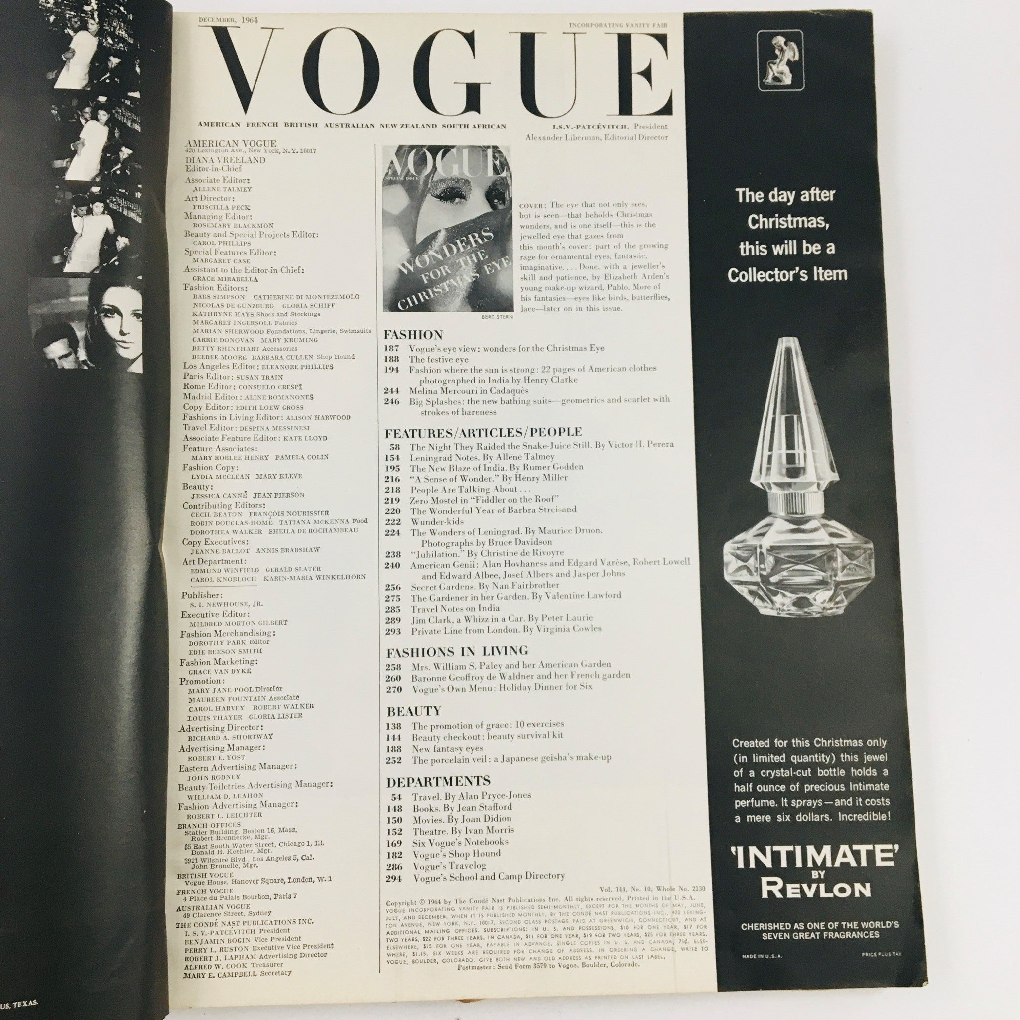 VTG Vogue Magazine December 1964 Wonders for the Christmas Eyes No Label