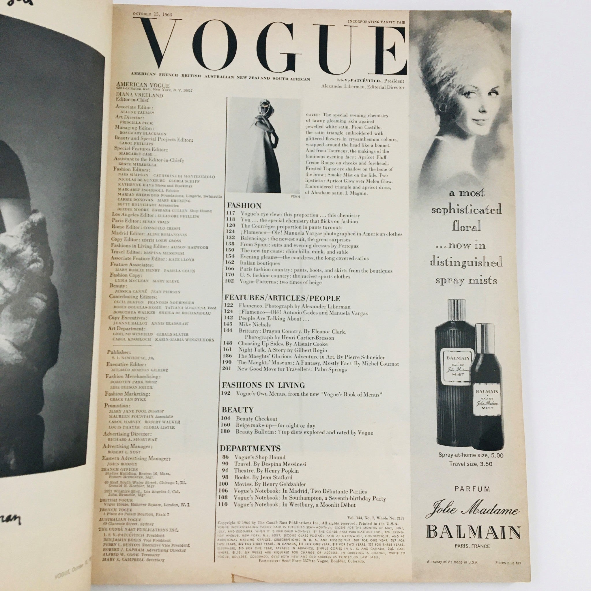 Vintage Vogue Magazine October 15 1964 cover featuring fashion articles and advertisement, titled 'VTG Vogue Magazine October 15 1964 The Special Chemistry on Fashion No Label'.