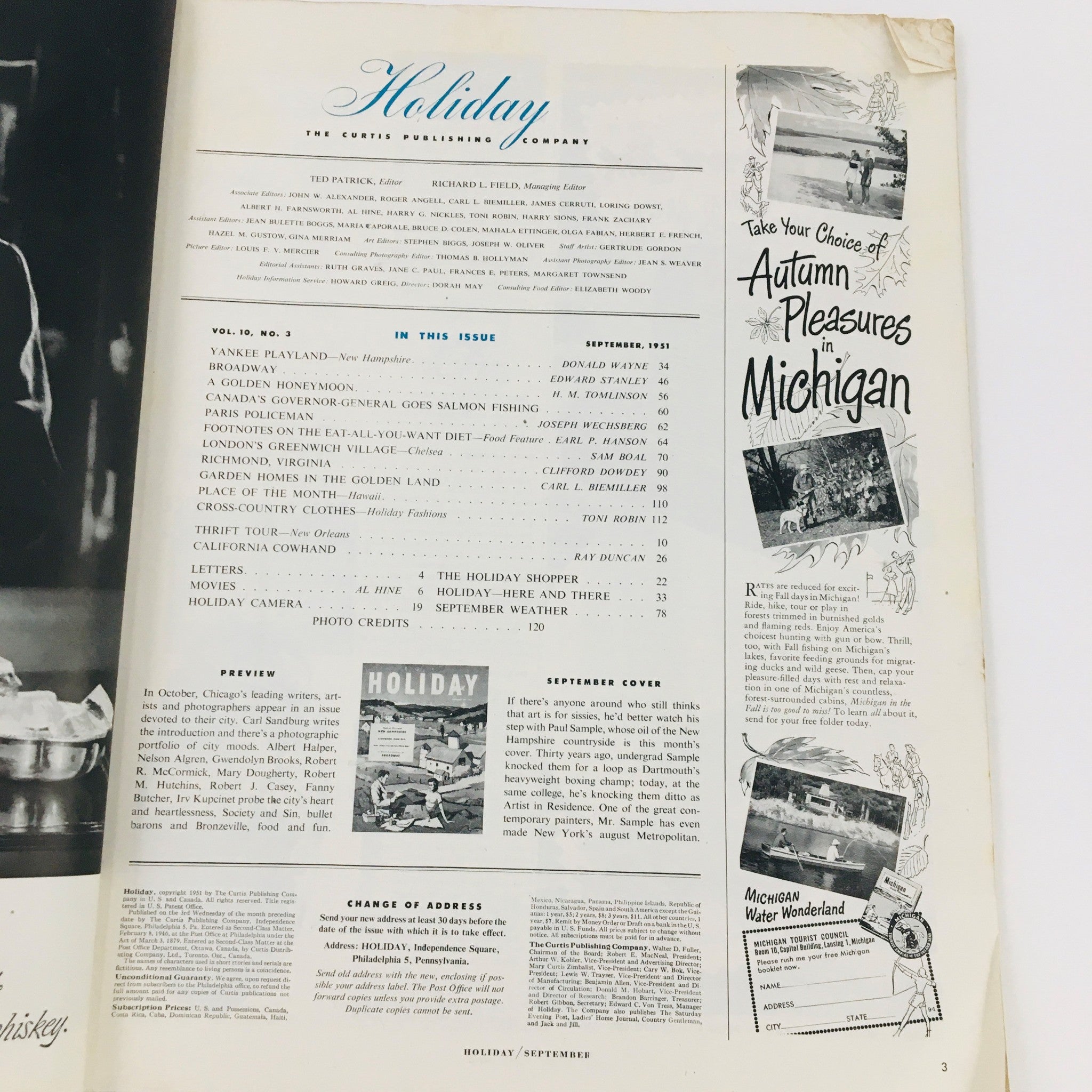 VTG Holiday Magazine September 1951 World Most Exciting Street Broadway No Label