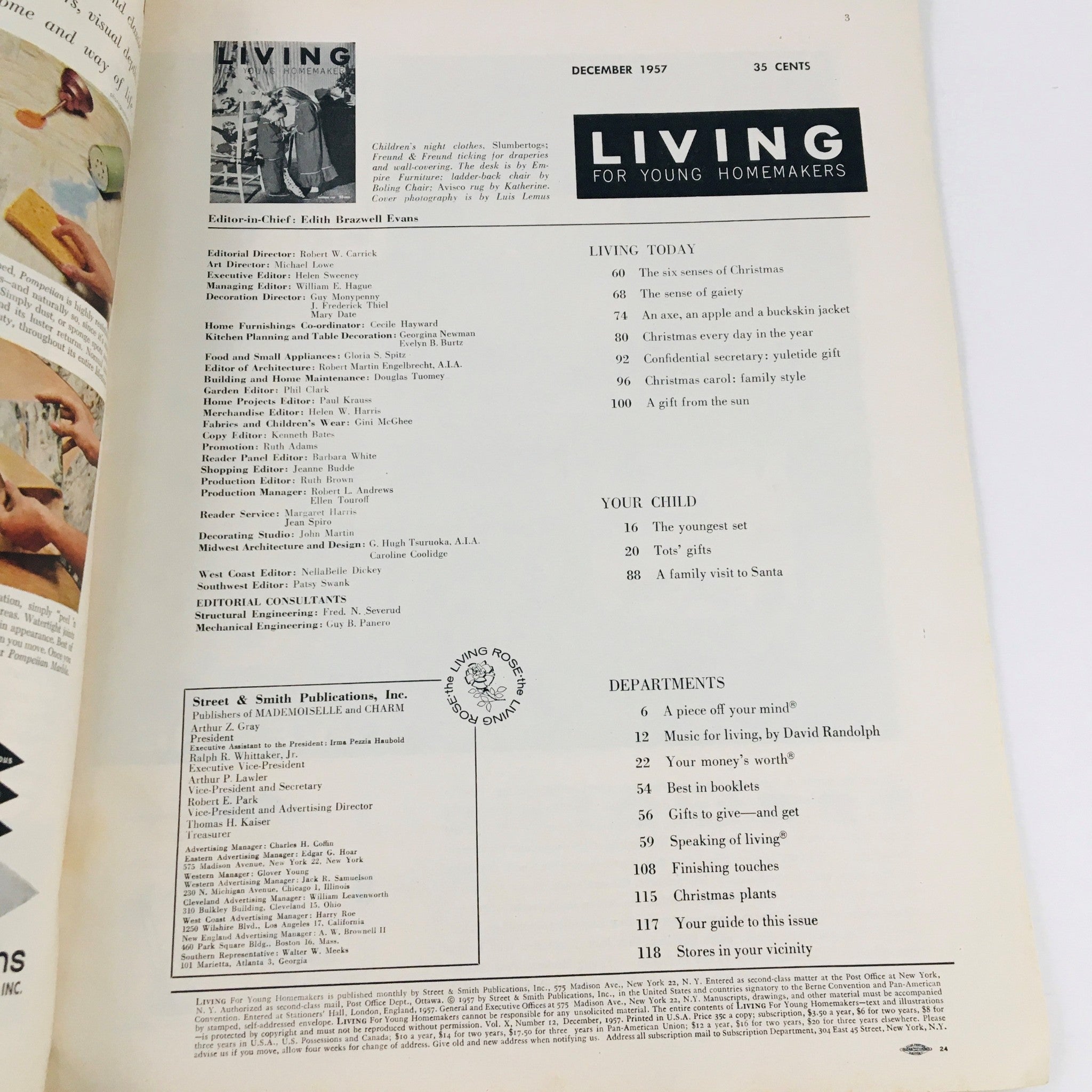 Living For Young Homemakers December 1957 The Six Senses of Christmas No Label